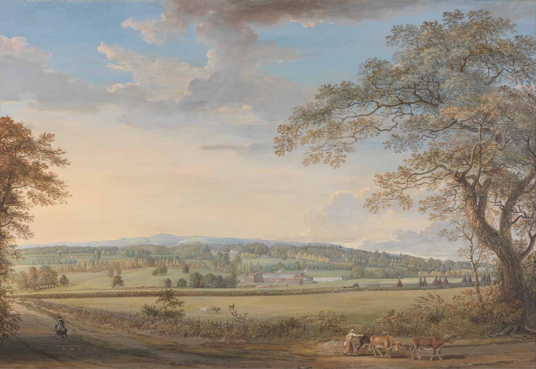 Landscape with hills and a river by Paul Sandby, medium unknown.