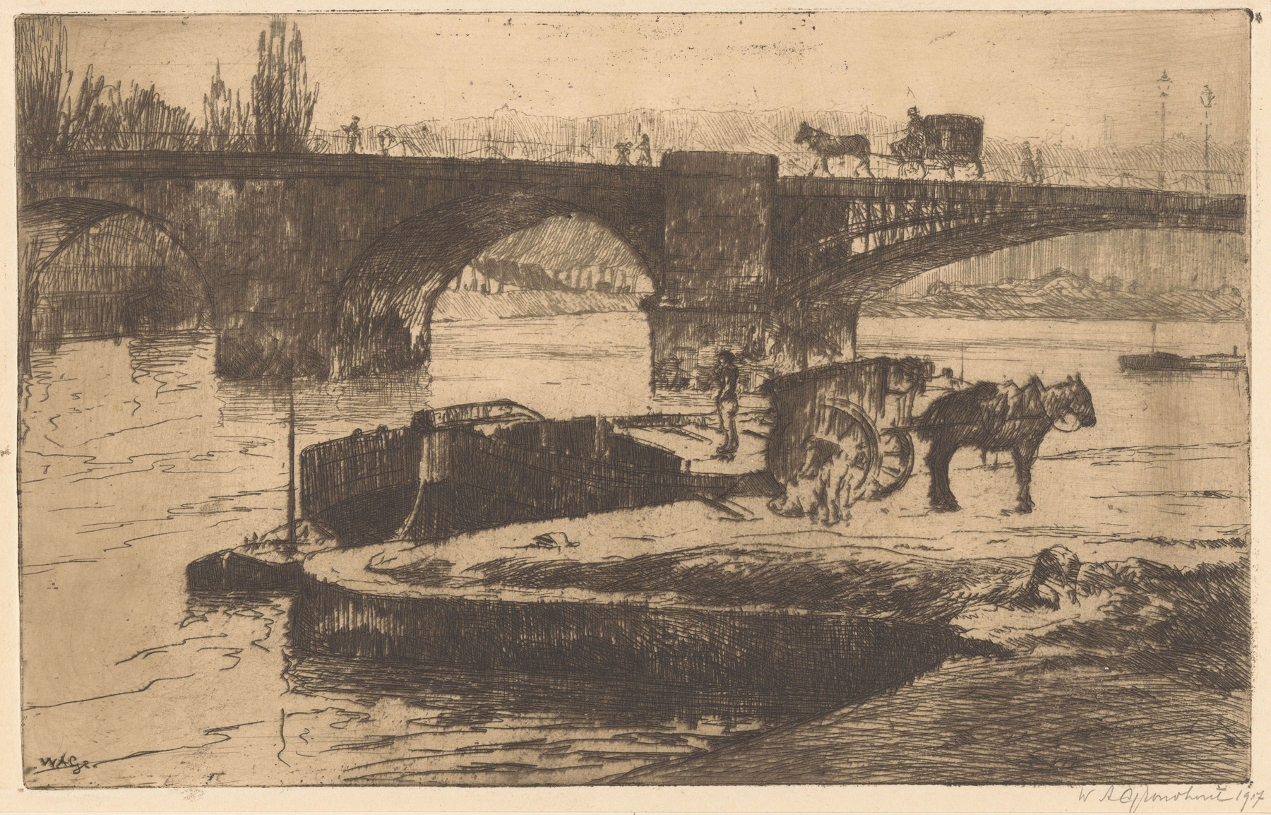 Impressionist landscape of Seine River in Paris by Willem Adrianus Grondhout