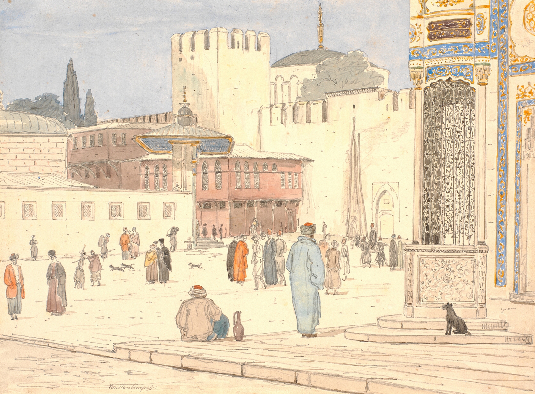 The Square in Front of Bab-i-Hümayan in Constantinople, by Martinus Rørbye, public domain