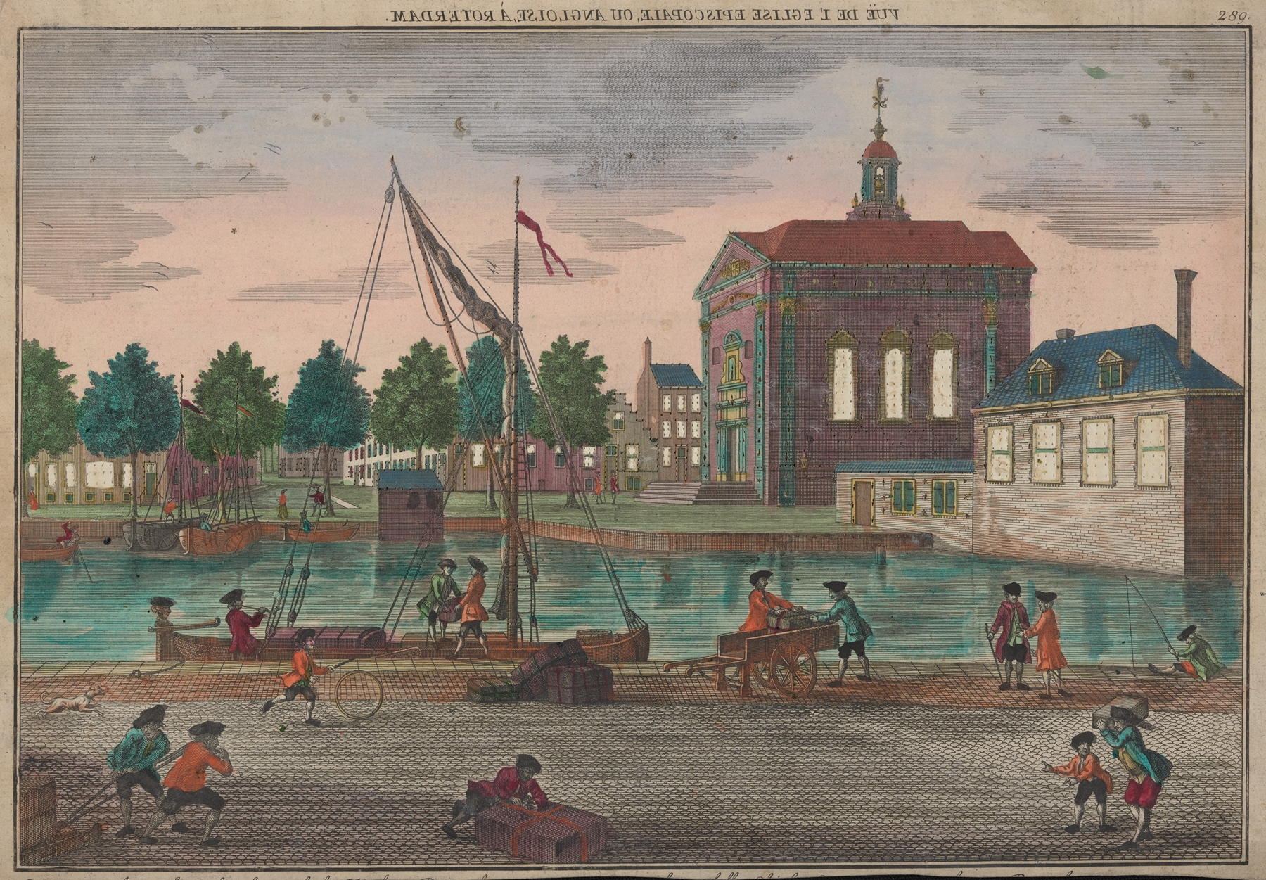 Engraving of the Episcopal church in Rotterdam by Georg Balthasar Probst