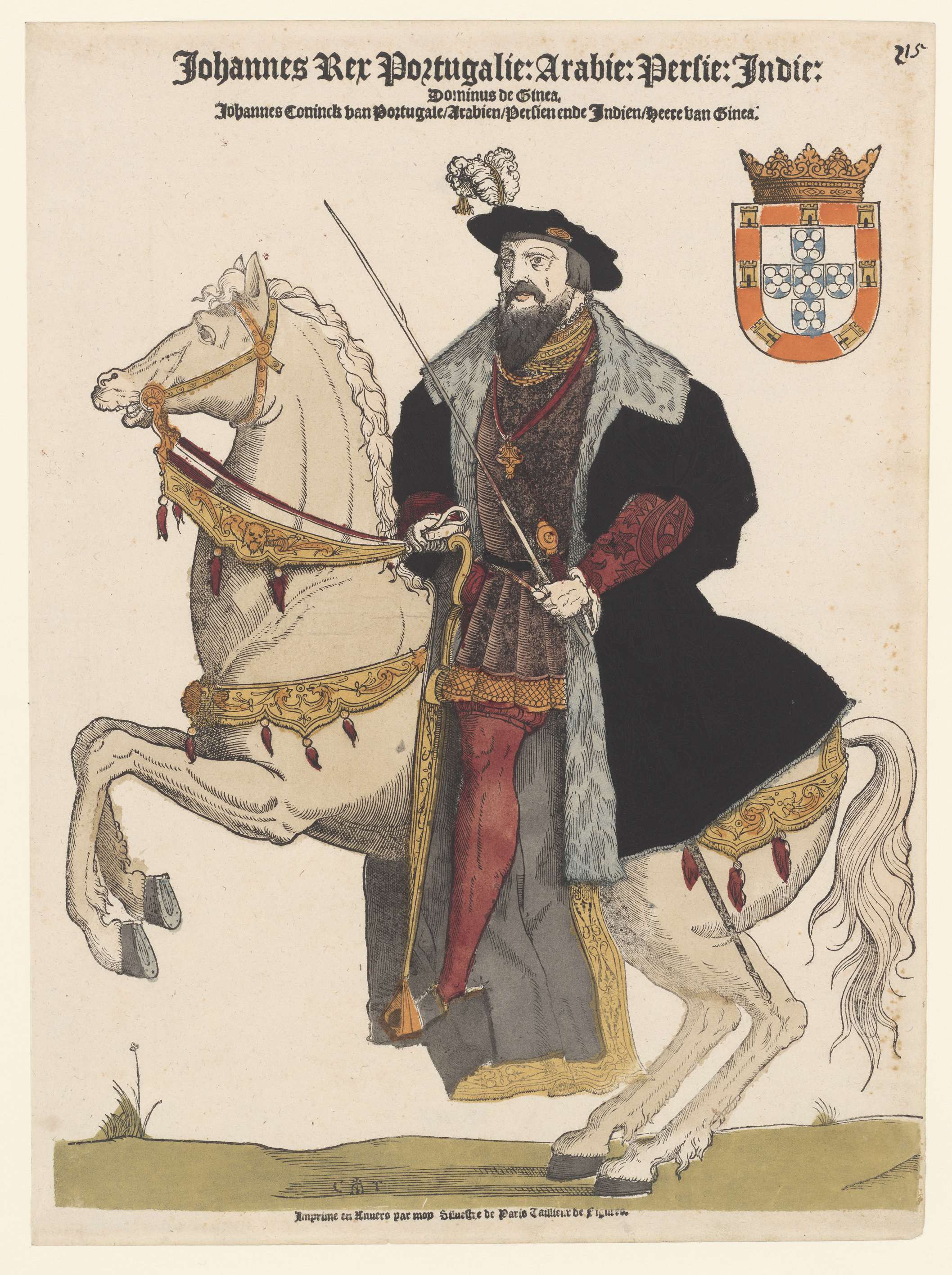 Regal portrait of King Johannes III of Portugal on horseback, oil painting by Cornelis Anthonisz.