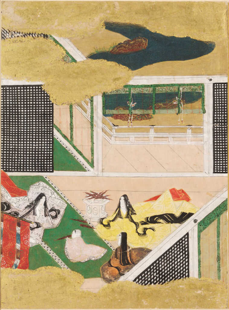 The Flute (Yokobue), Illustration to Chapter 37 of the Tale of Genji (Genji monogatari), by Tosa Mitsunobu, public domain
