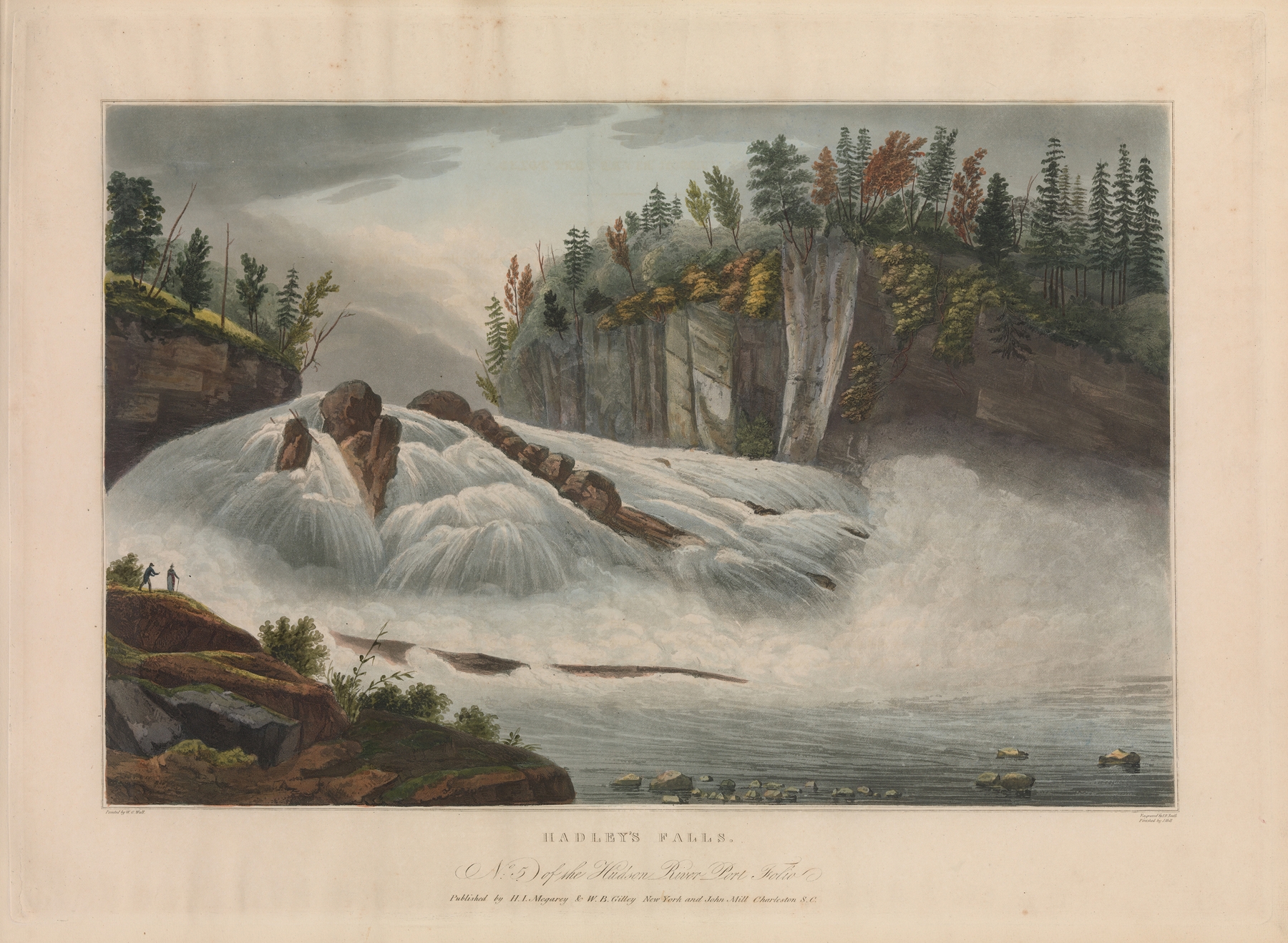 Hadley’s Falls by John Hill, oil painting depicting a waterfall and nature.