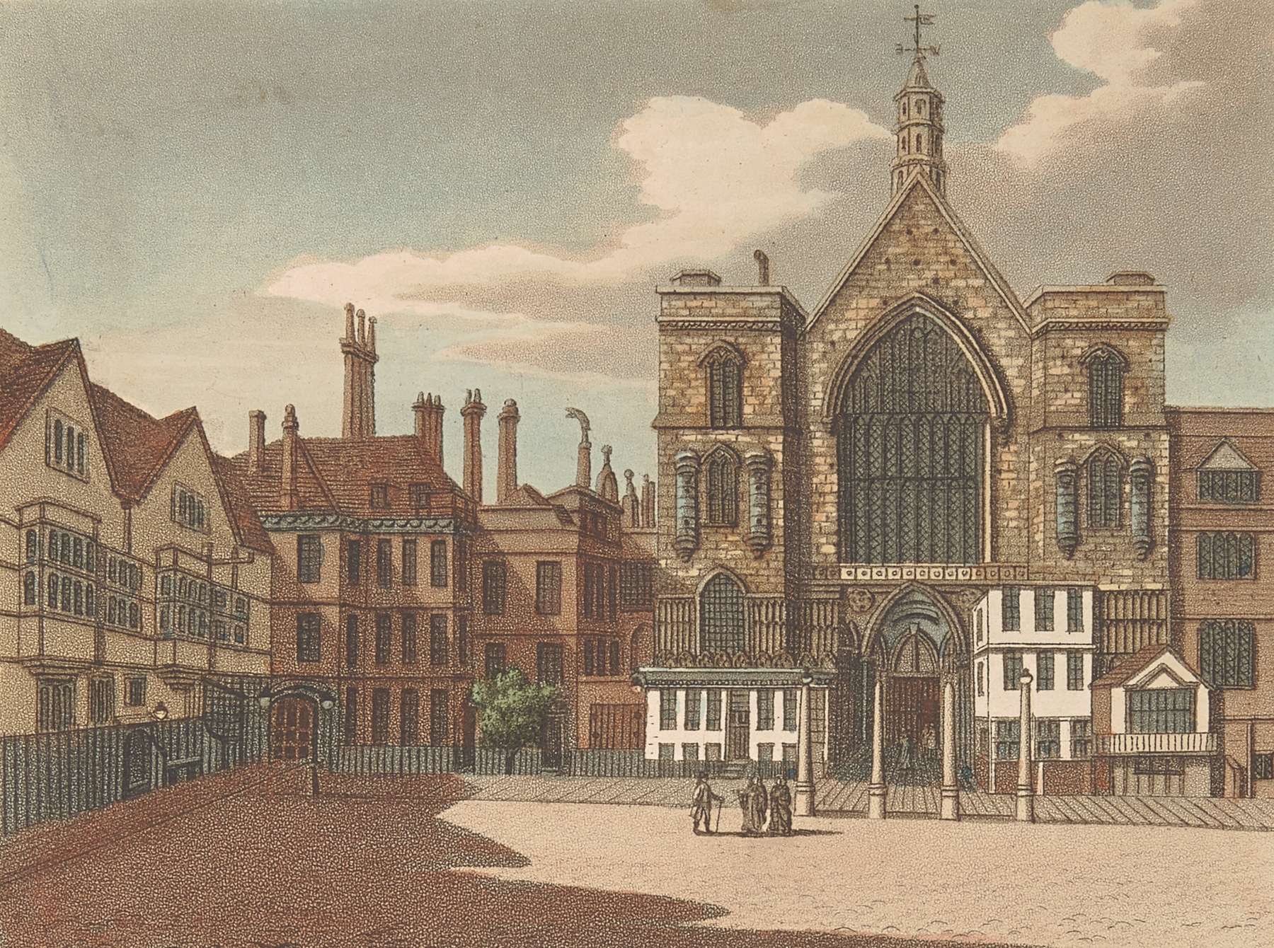Westminster Hall by Samuel Ireland, oil painting depicting grand interior with light and shadow.