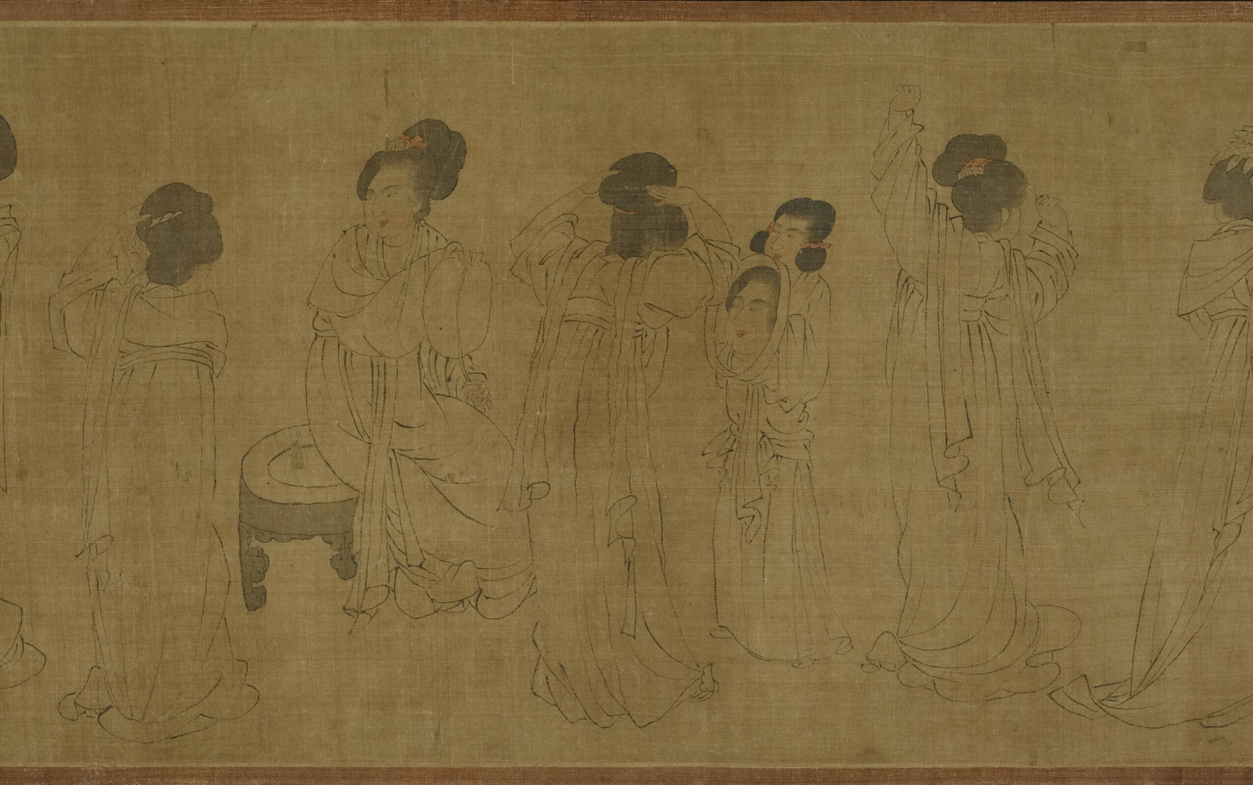 Silk artwork by Zhou Wenju depicting intricate palace architecture