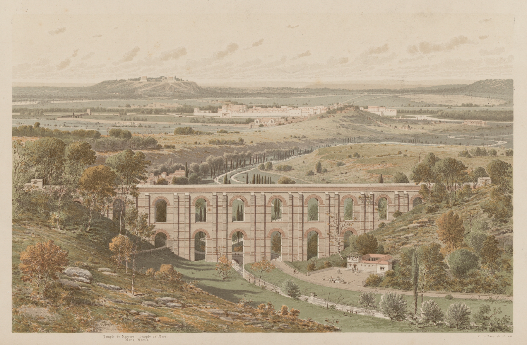 Lutèce au Bas-Empire, oil on canvas by Fédor Hoffbauer, featuring an aqueduct and cityscape.