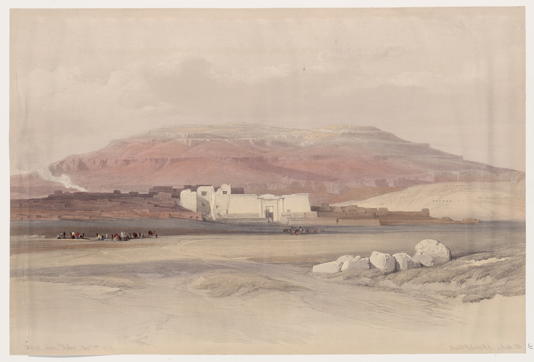 Medint [sic] Abou [Medinet Habu], Thebes. Dec. 8th, 1838., by David Roberts, public domain