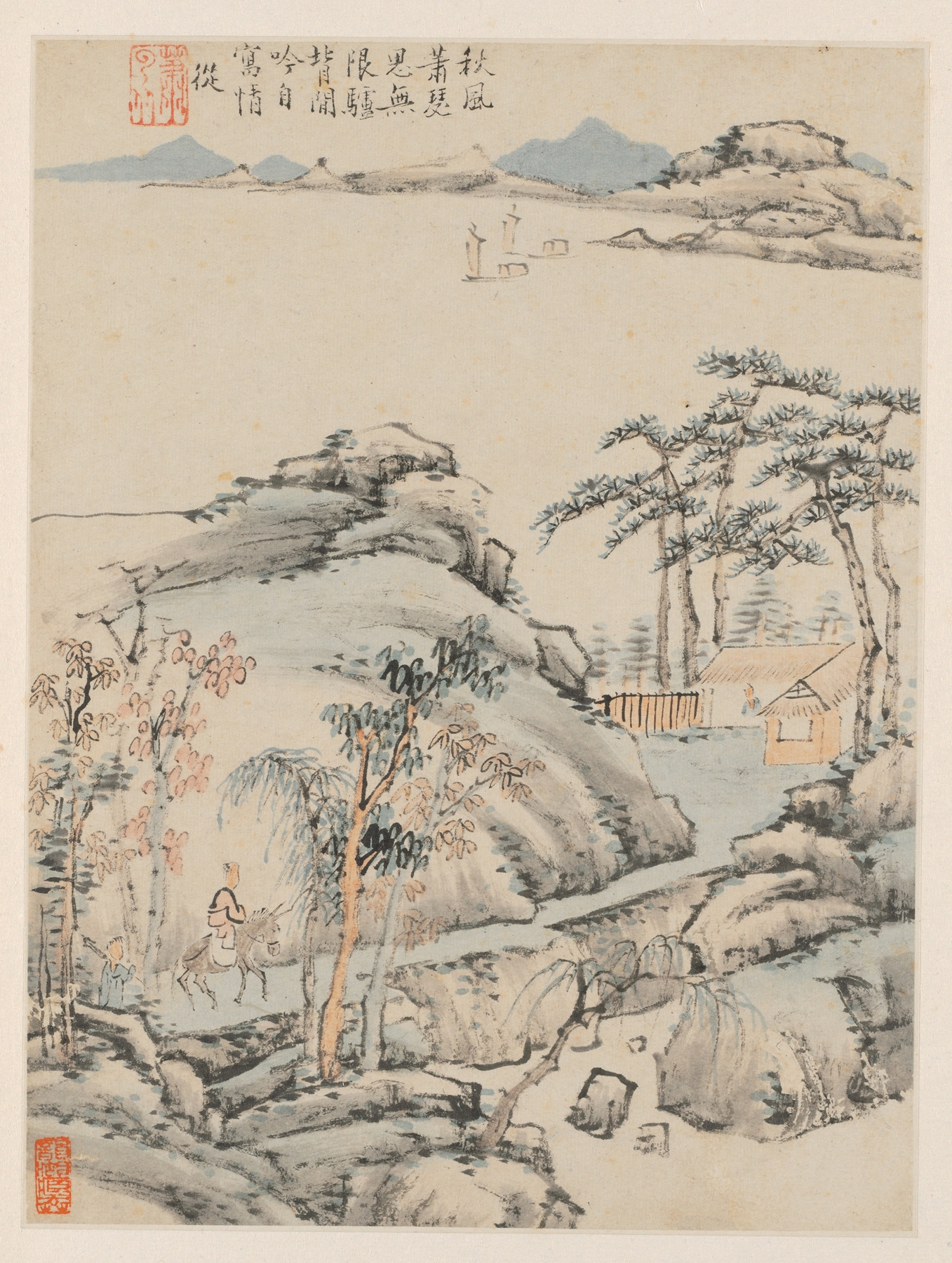 Landscape with hills and autumn leaves, Chinese Traditional by Xiao Yuncong