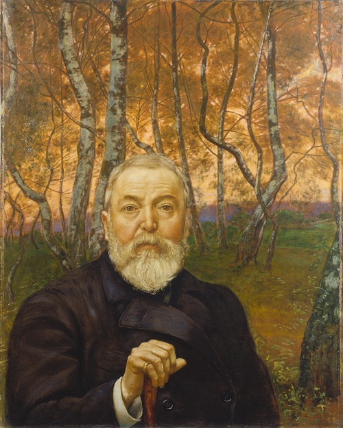 Self-Portrait in front of a Birch Forest by Hans Thoma.