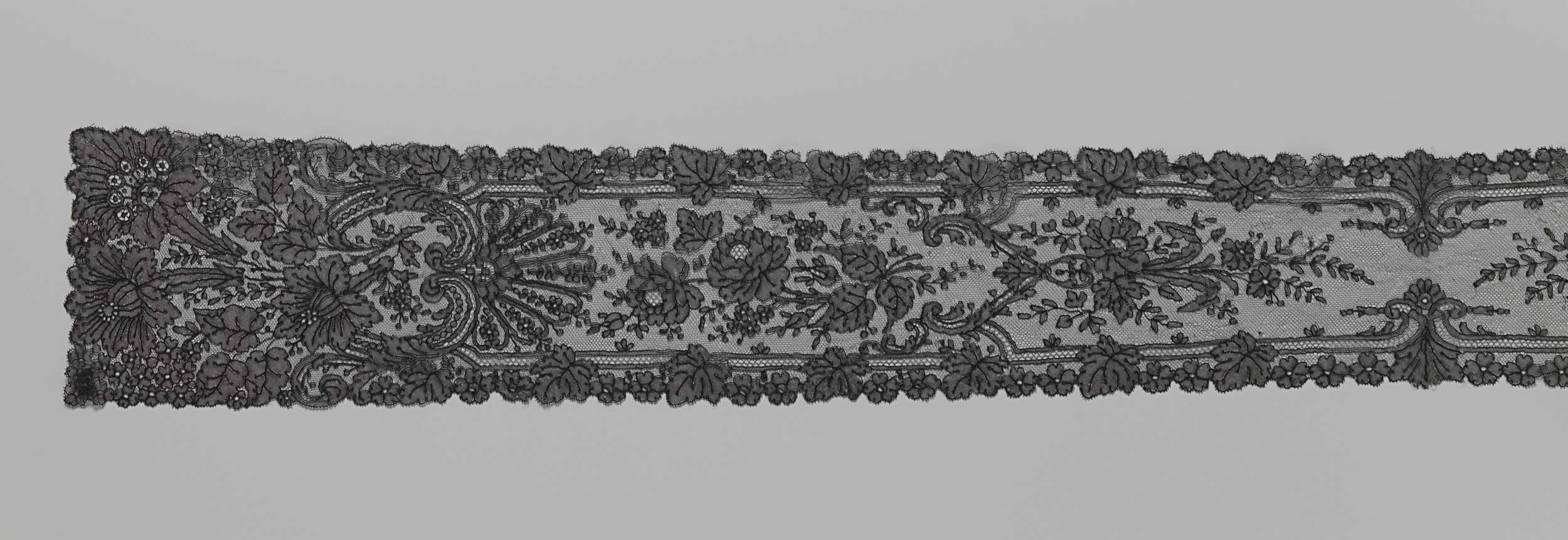 Lace artwork featuring three large lilies by Unknown Artist