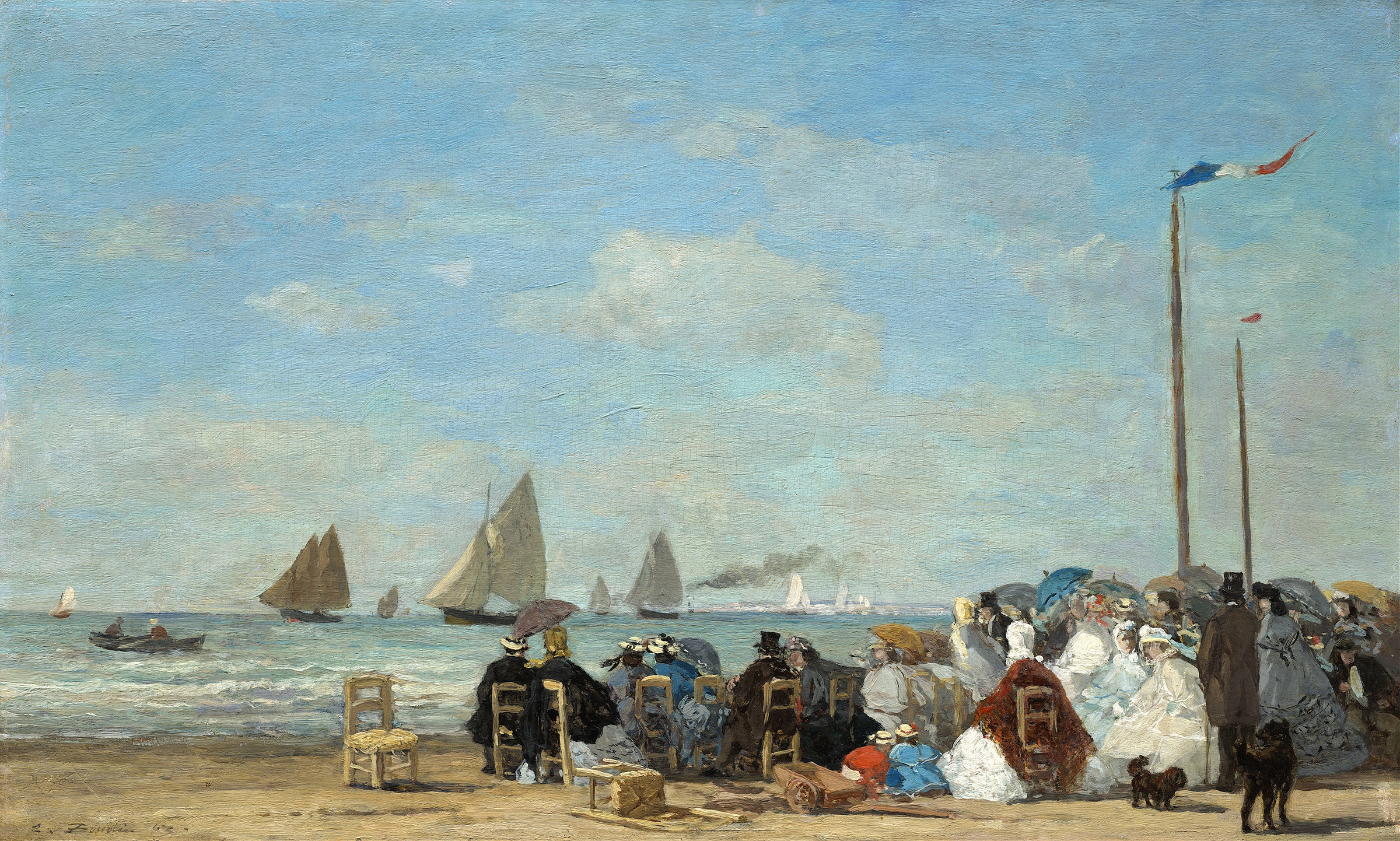 Beach Scene at Trouville, by Eugène Boudin, public domain