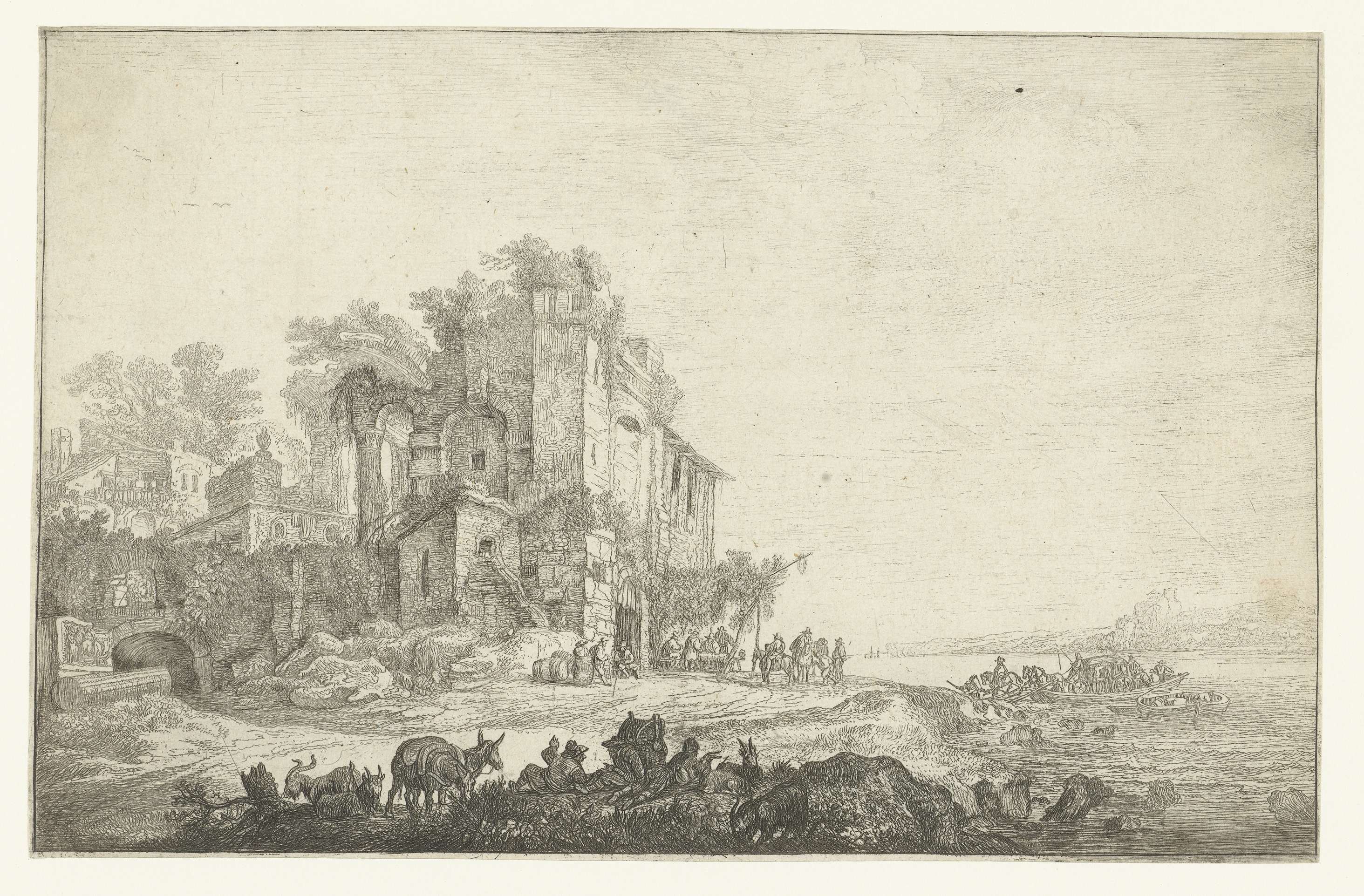 De herberg in een ruïne, by Simon de Vlieger, public domain