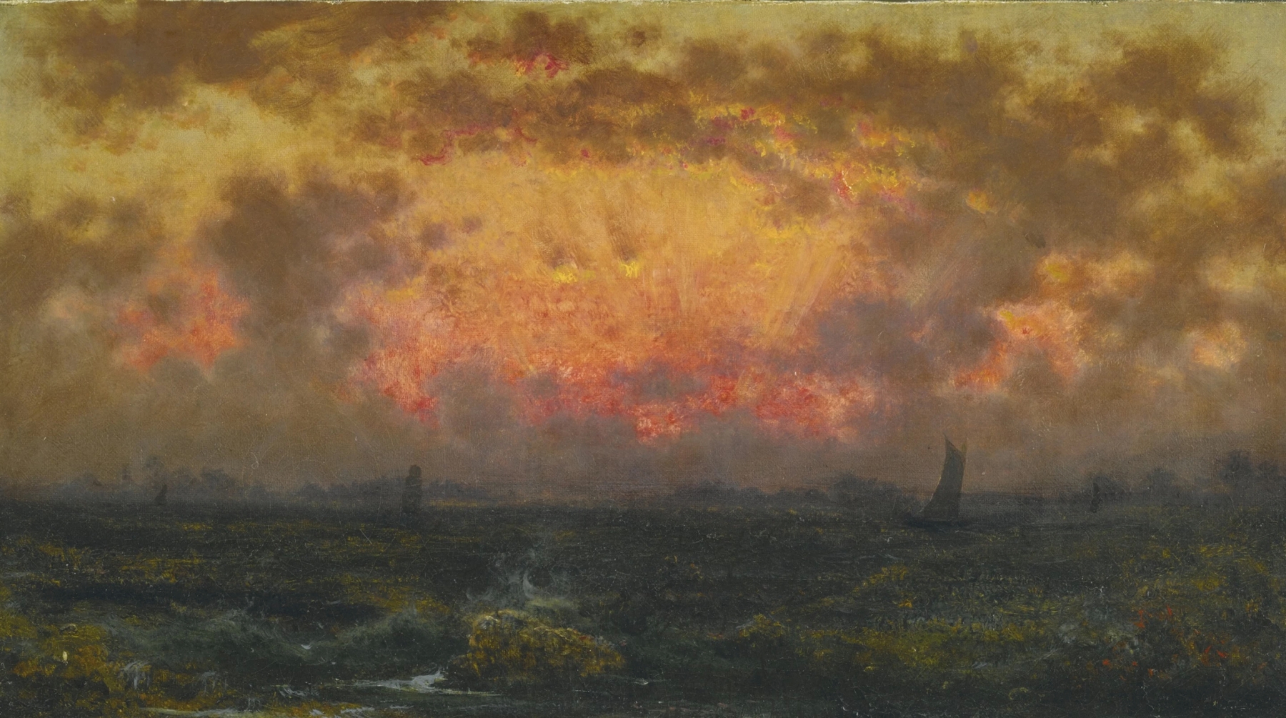 Sunset on the Coast (Florida Sunset; View of New York Harbor), by Martin Johnson Heade, public domain