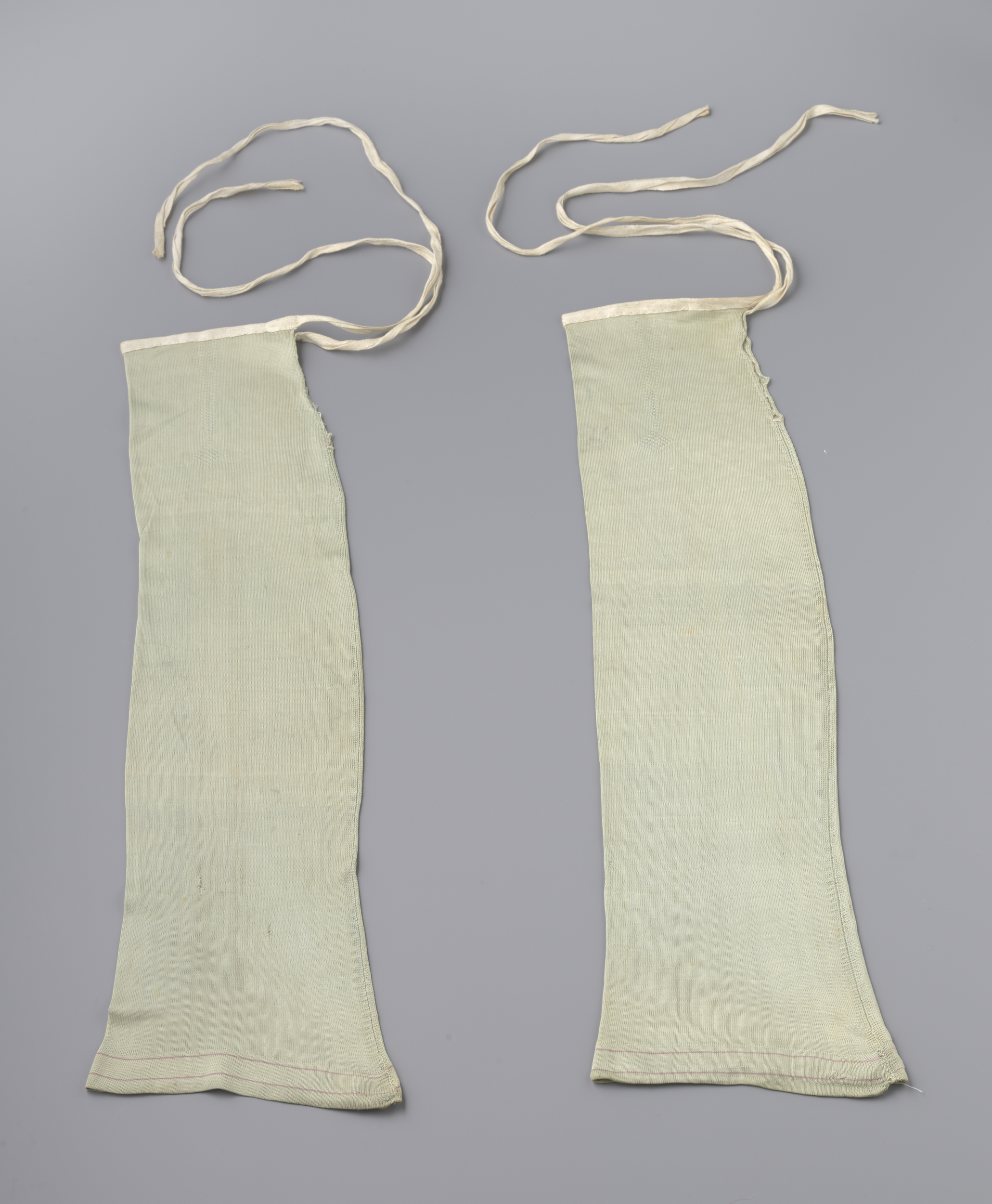Rococo decorative art featuring turquoise silk tricot and ecru linen ribbons by unknown artist