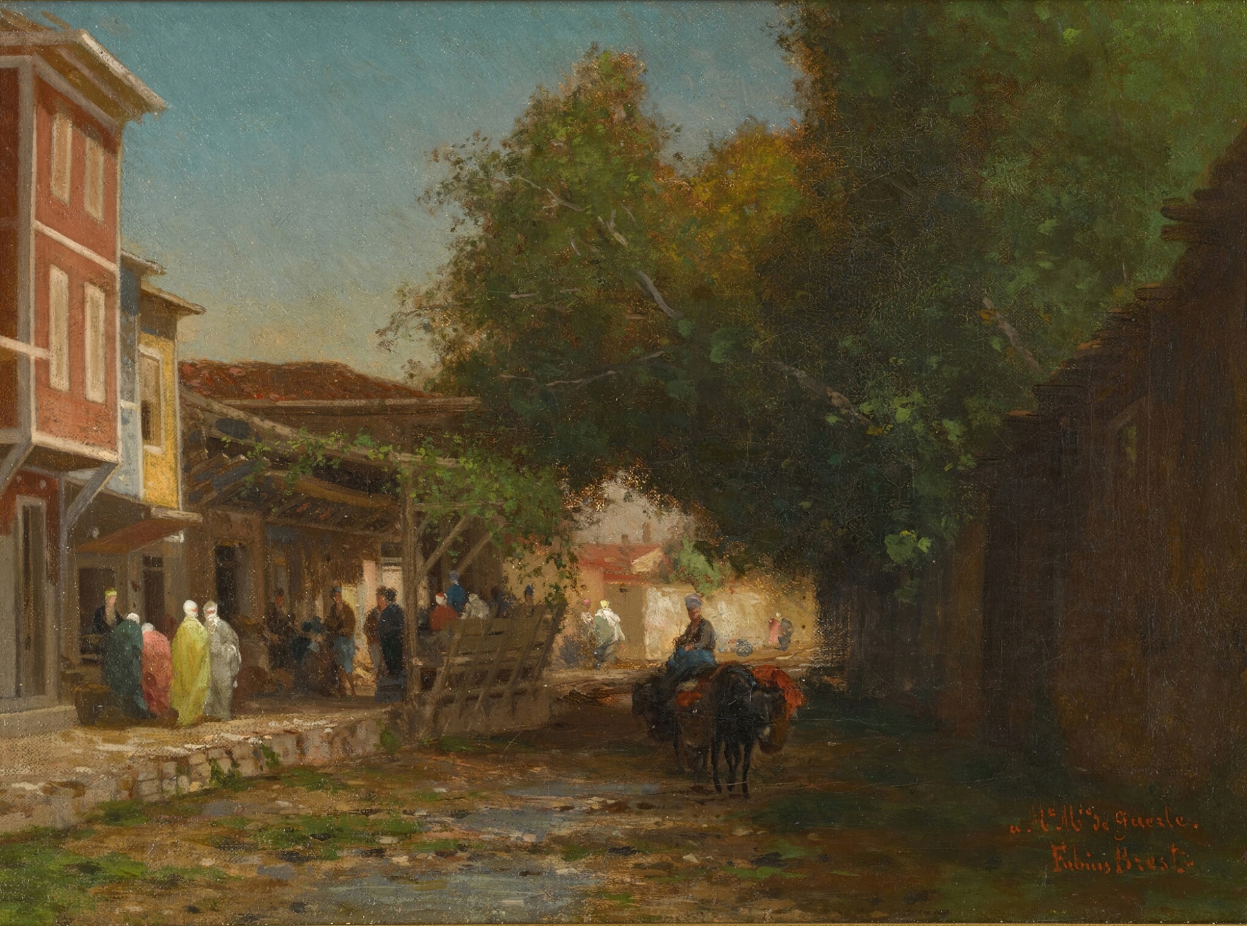A Turkish Street by Germain Fabius Brest, impressionism, depicts a lively street scene