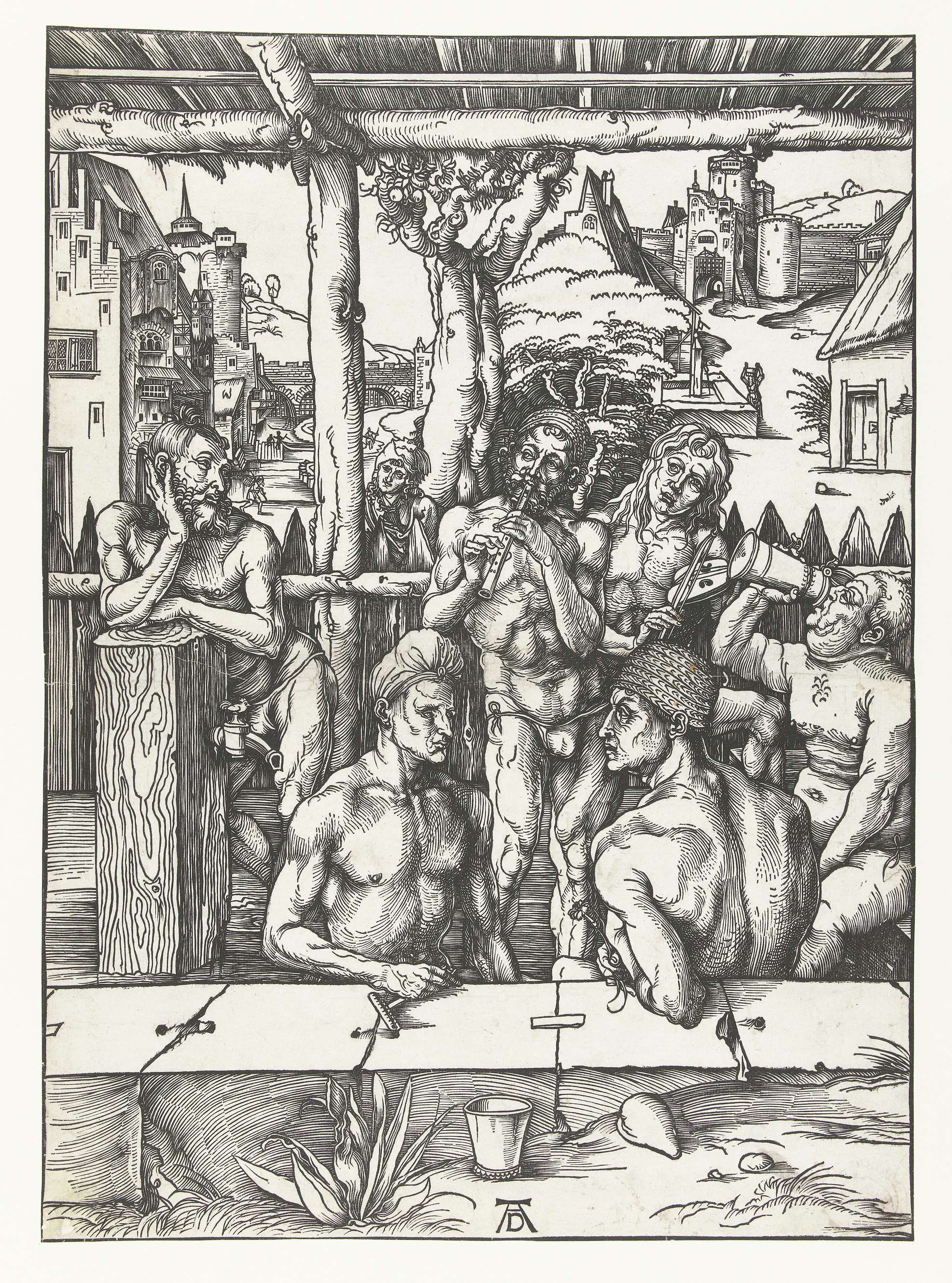 Het mannenbad, by Albrecht Dürer, public domain
