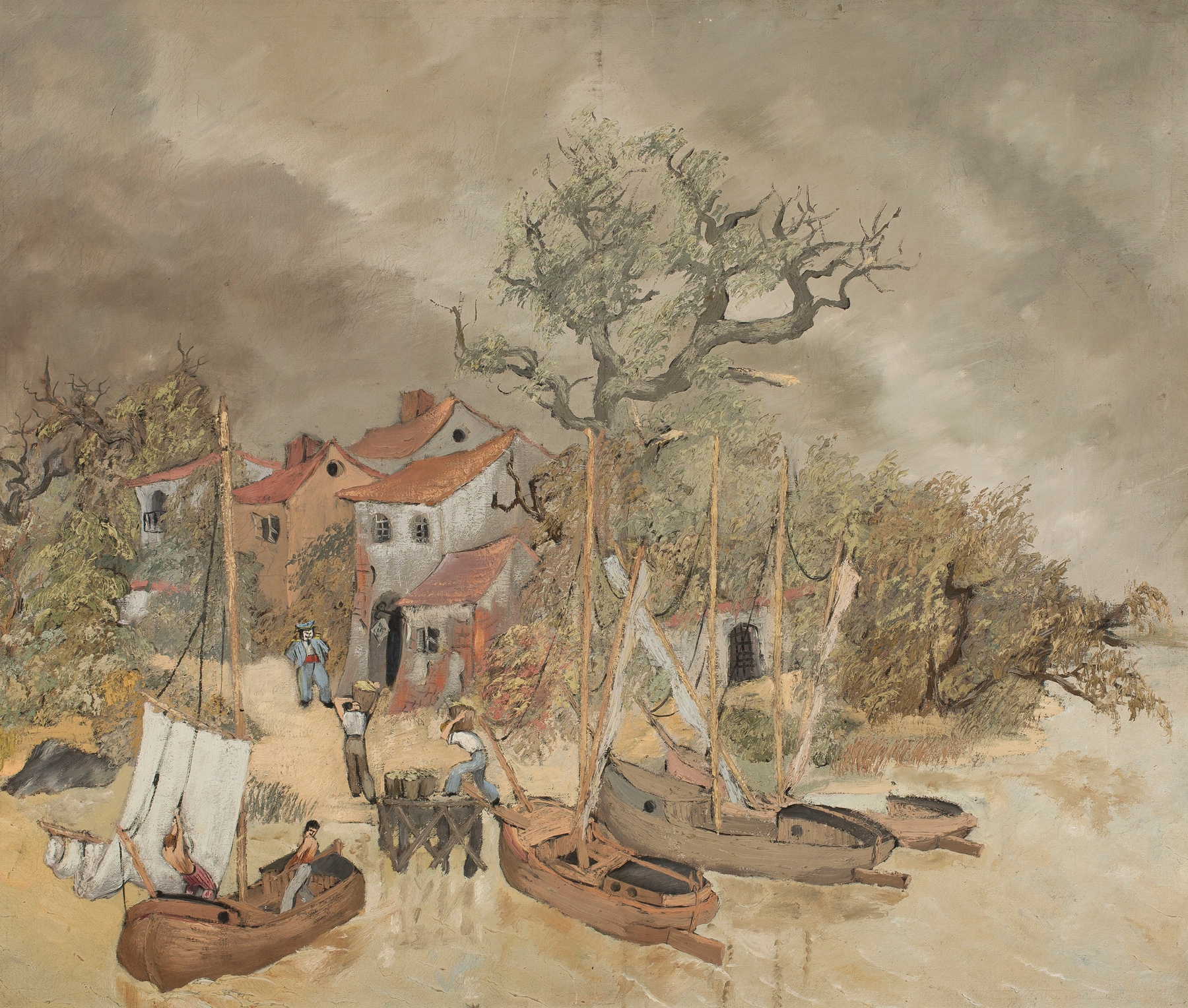 Landscape with boats, by Jeremi Kubicki, public domain