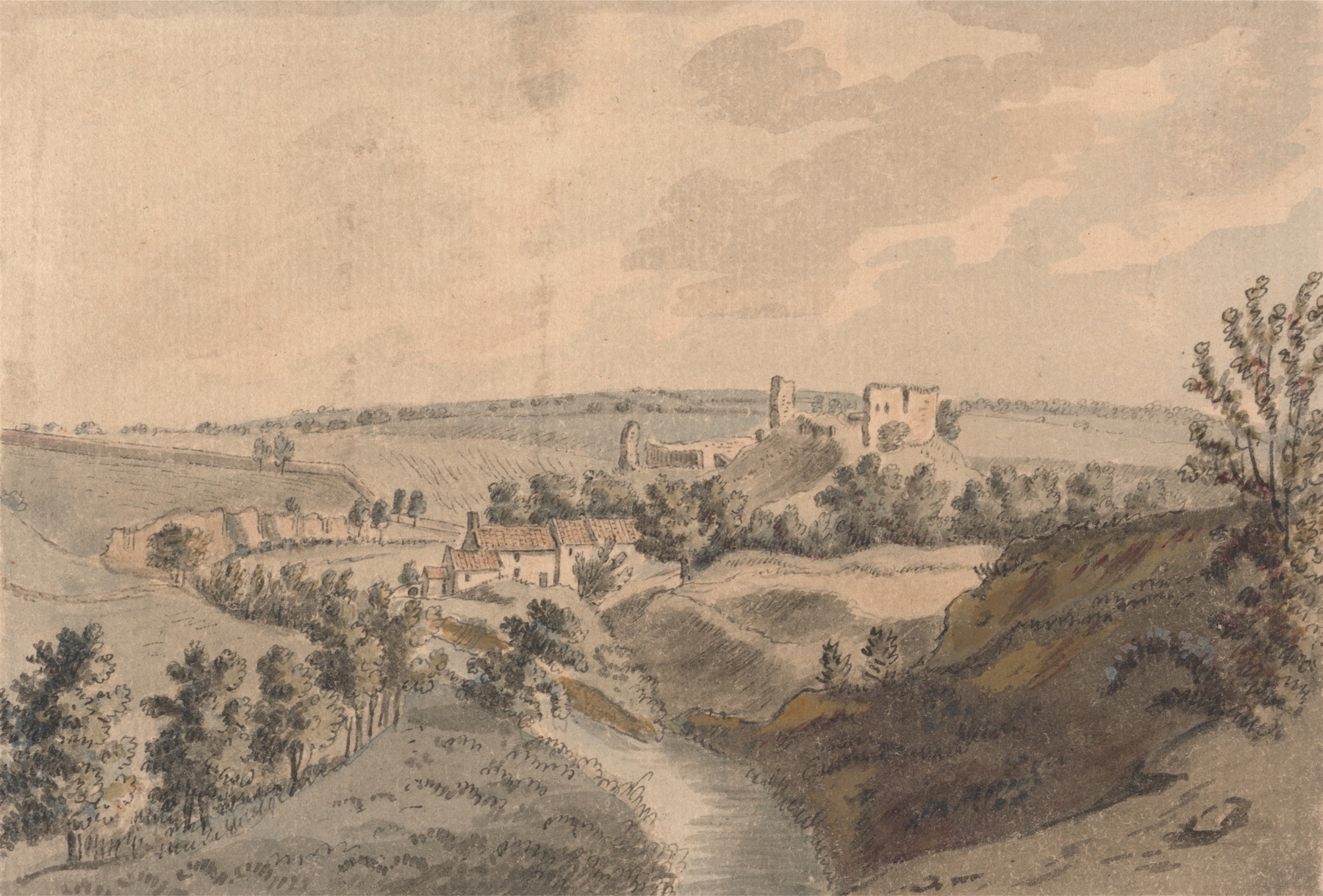Mitford Castle in Northumberland, engraving by Capt. Francis Grose