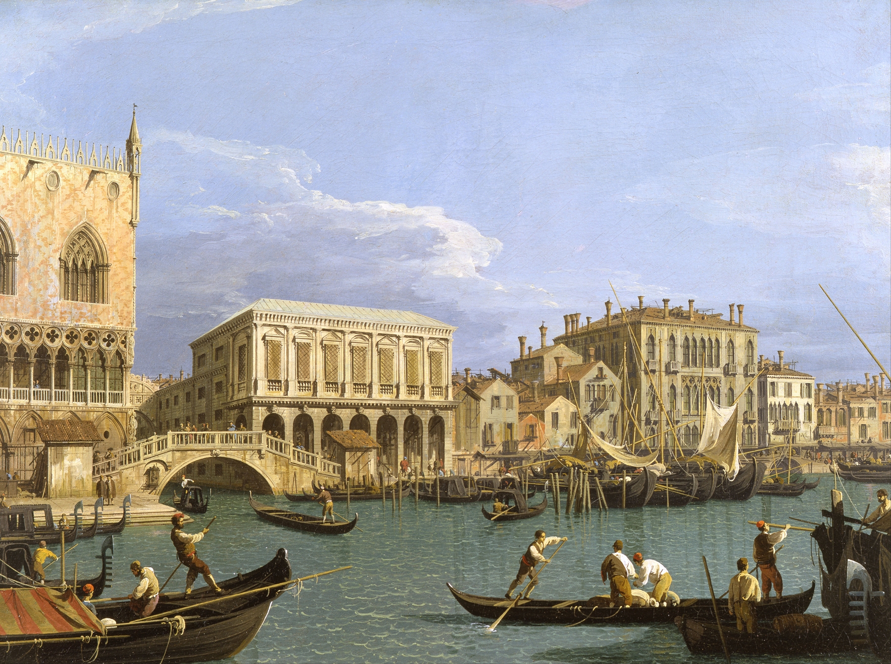 View of the Riva degli Schiavoni, Venice, by Canaletto, public domain