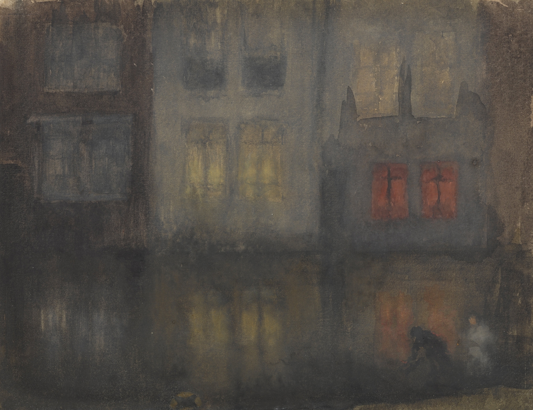 Nocturne: Black and Red—Back Canal, Holland, by James Abbott McNeill Whistler, public domain