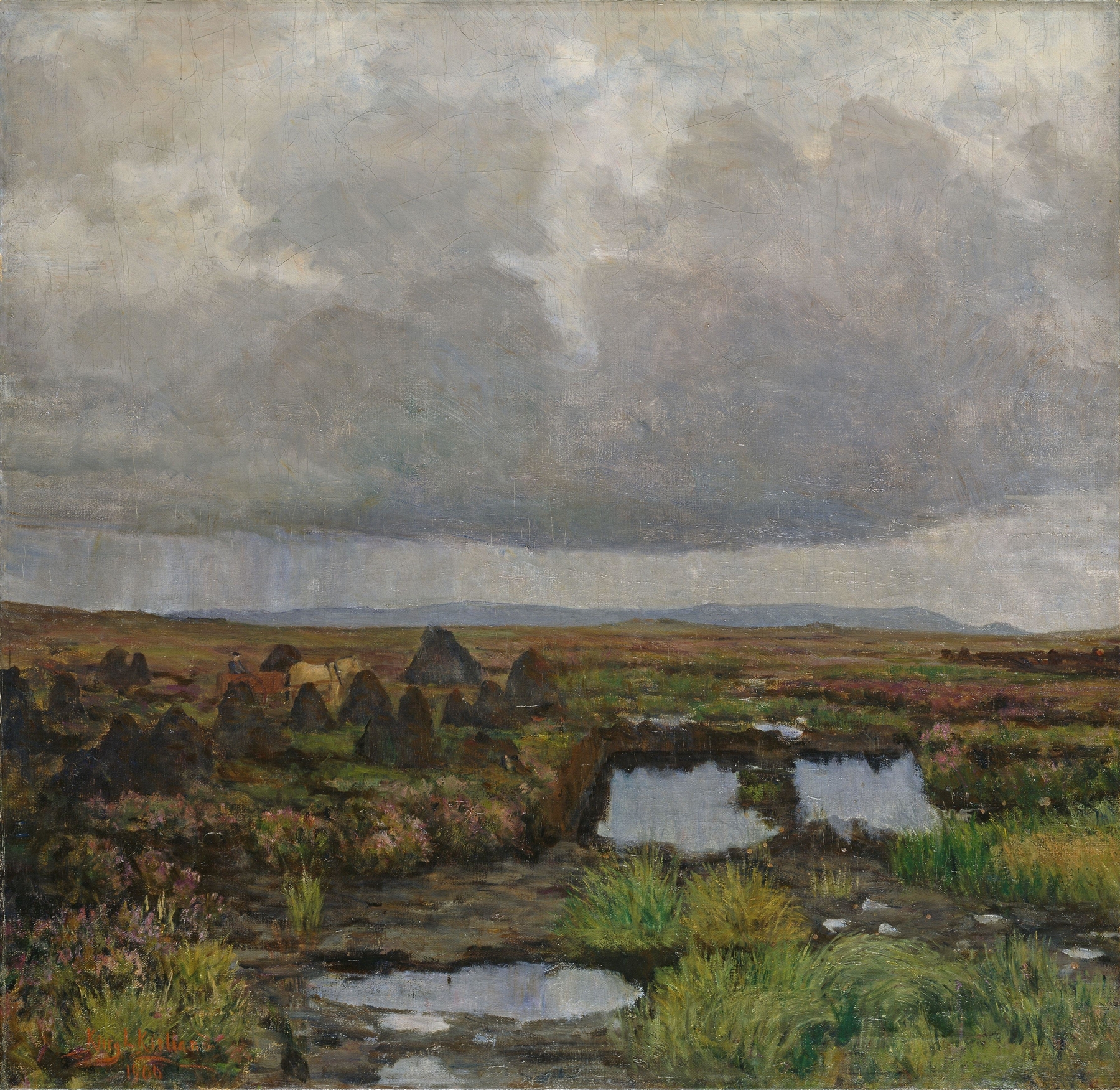 Peat bog landscape by Kitty Kielland, oil painting