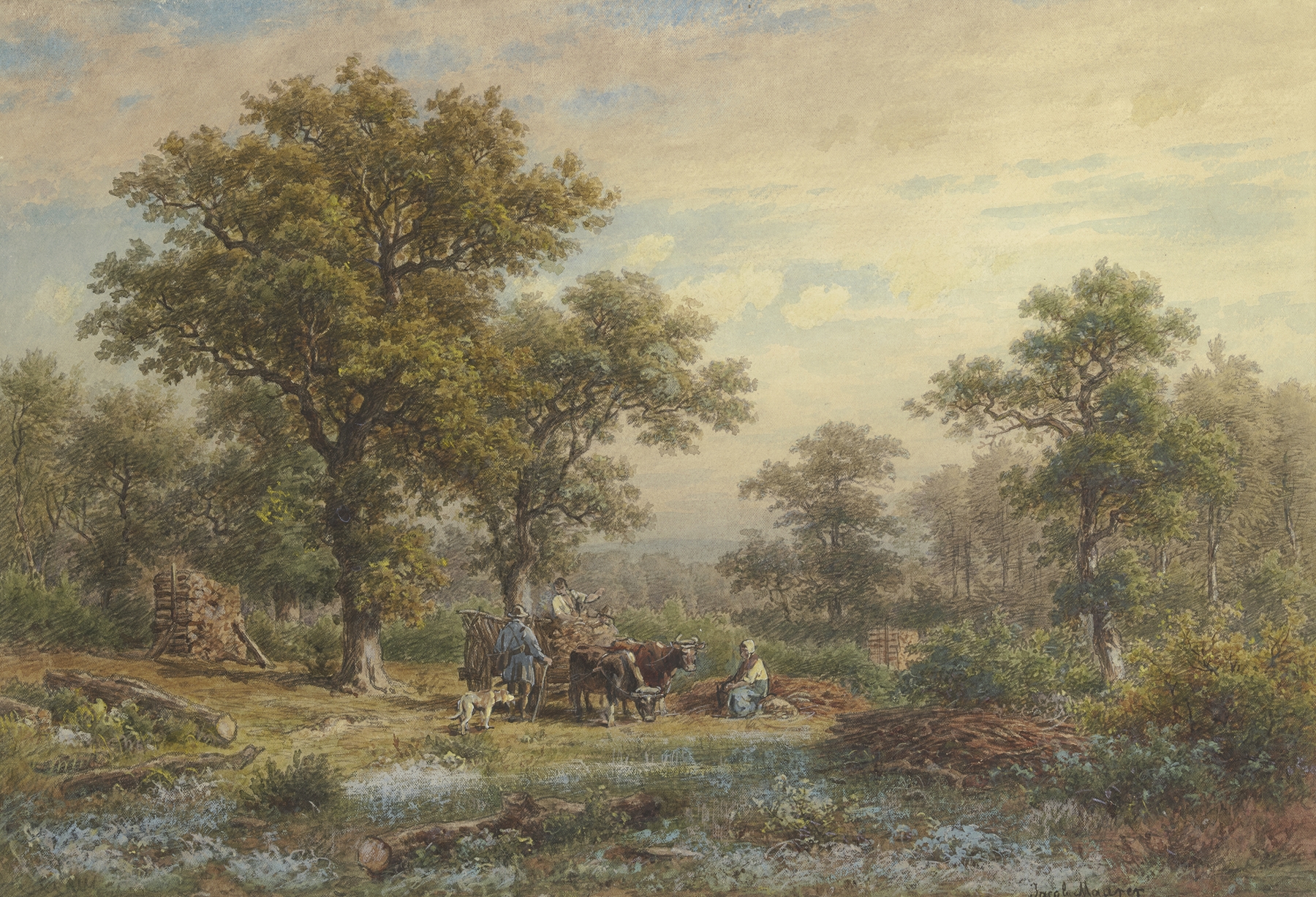 Clearing in the oak forest by Jakob Maurer, oil on canvas
