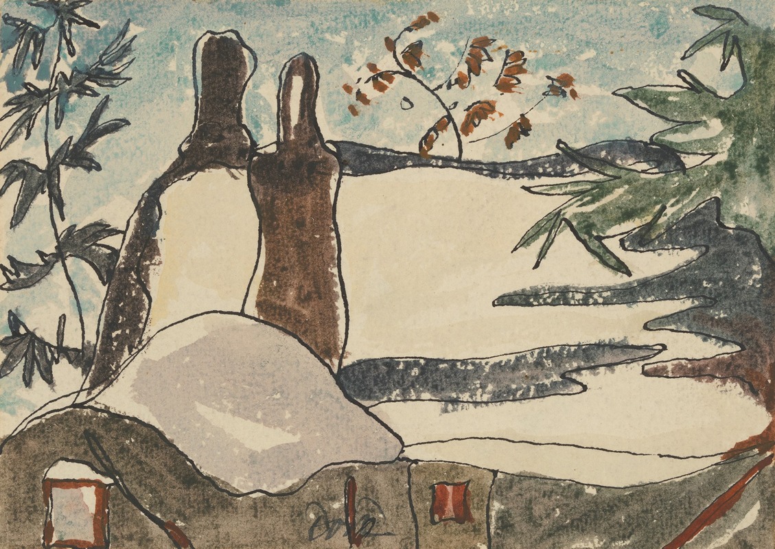Arthur Dove's 'Snowy Rooftops and Trees' captures a serene winter landscape.