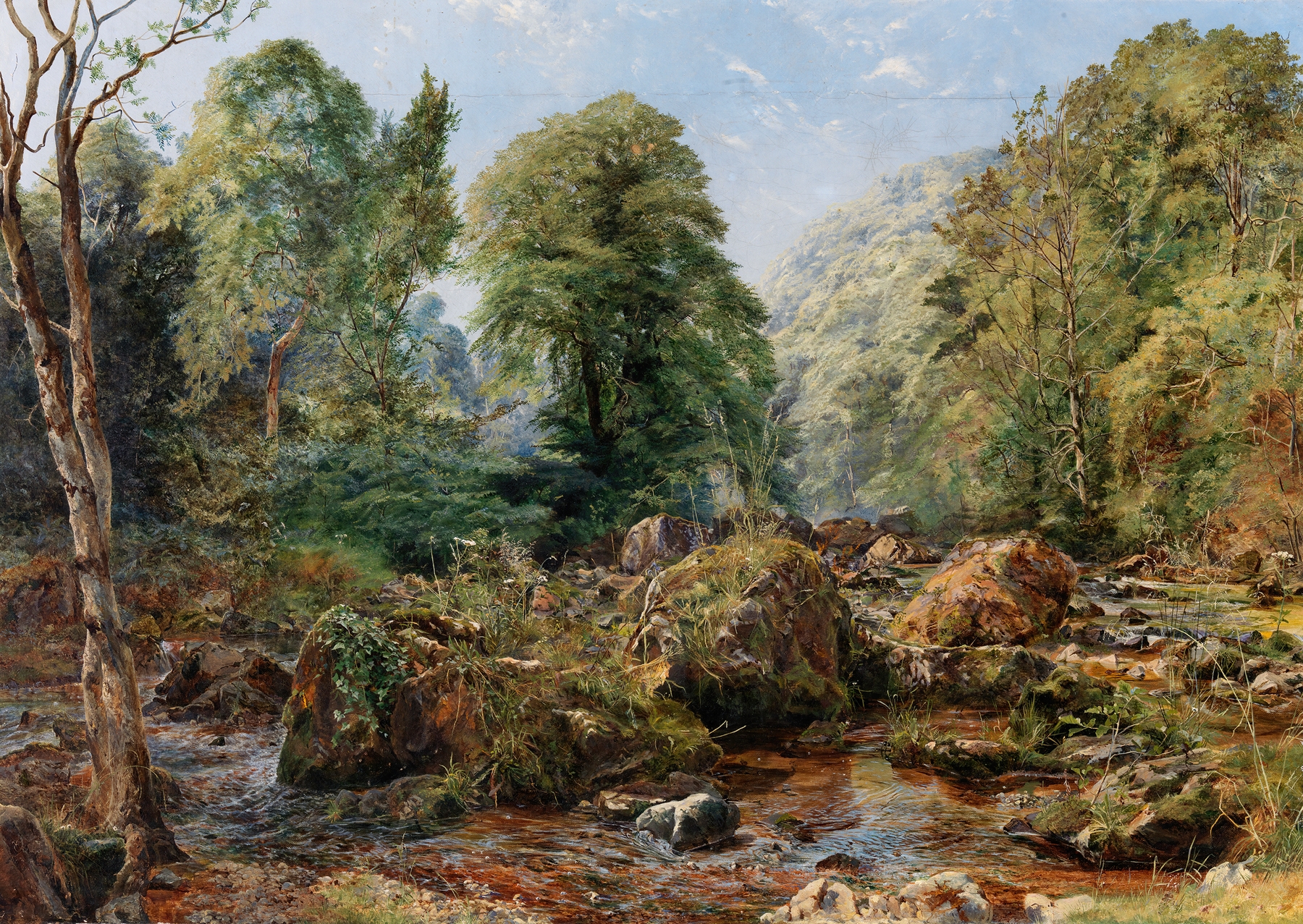 Landscape by John Faulkner, Romanticism, depicting a serene horizon in muted blue and gray tones.