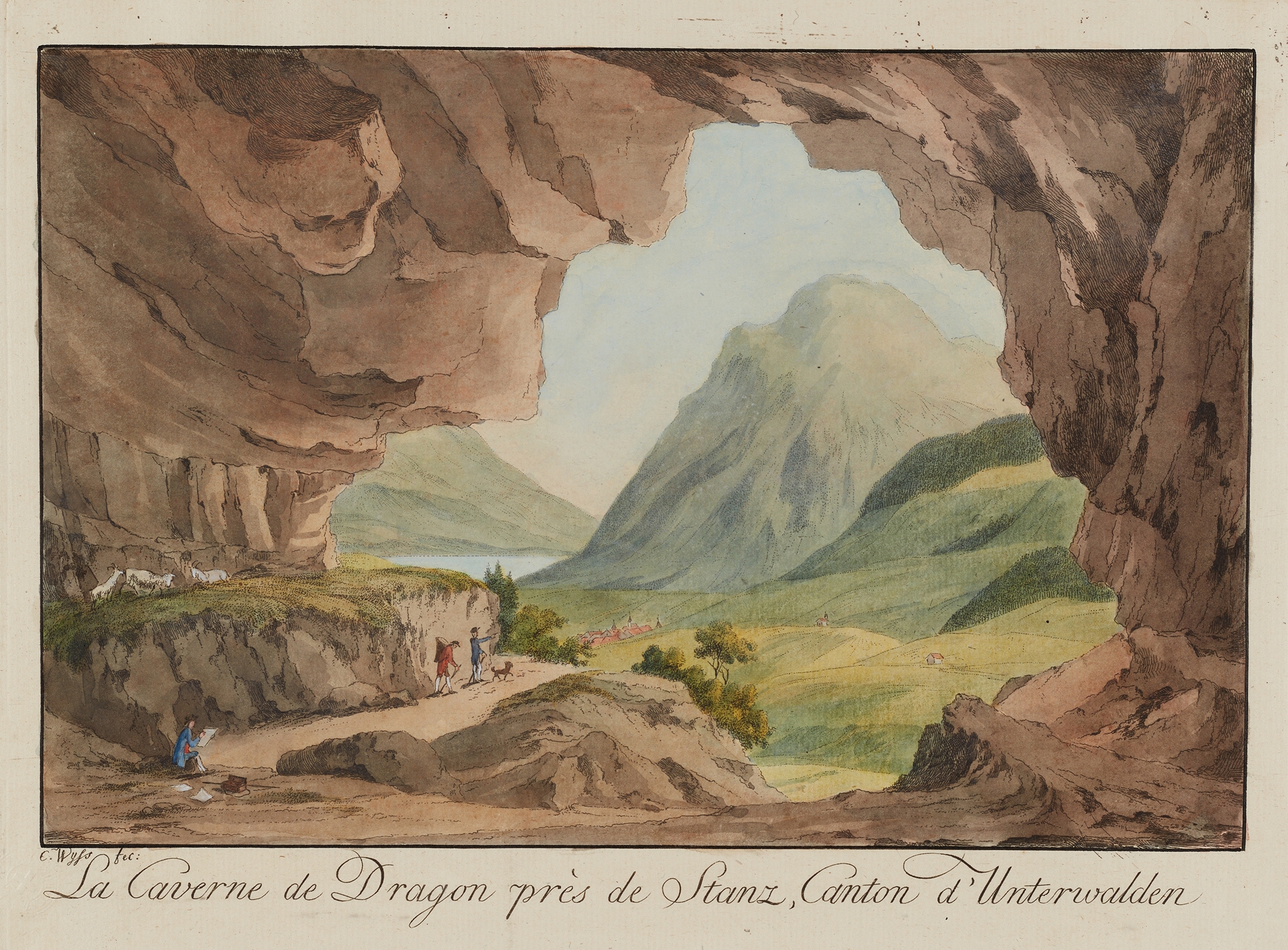 Landscape with textured rocks by Caspar Leontius Wyss, medium unknown