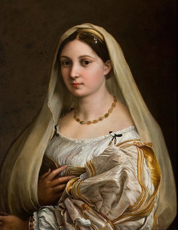 A portrait of a woman wearing a veil by Raphael.
