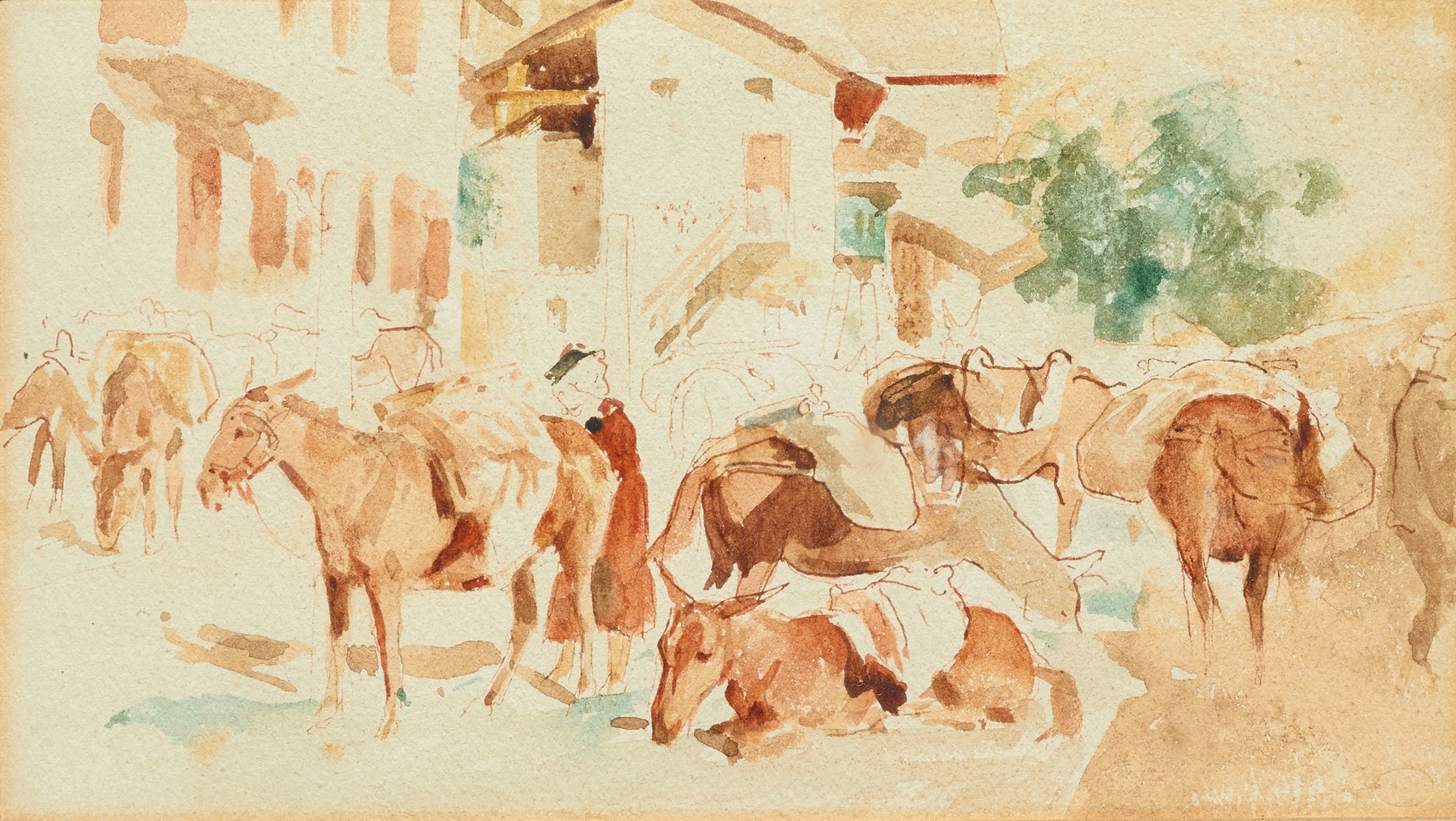 Rast der Säumer, by Albert Anker, public domain