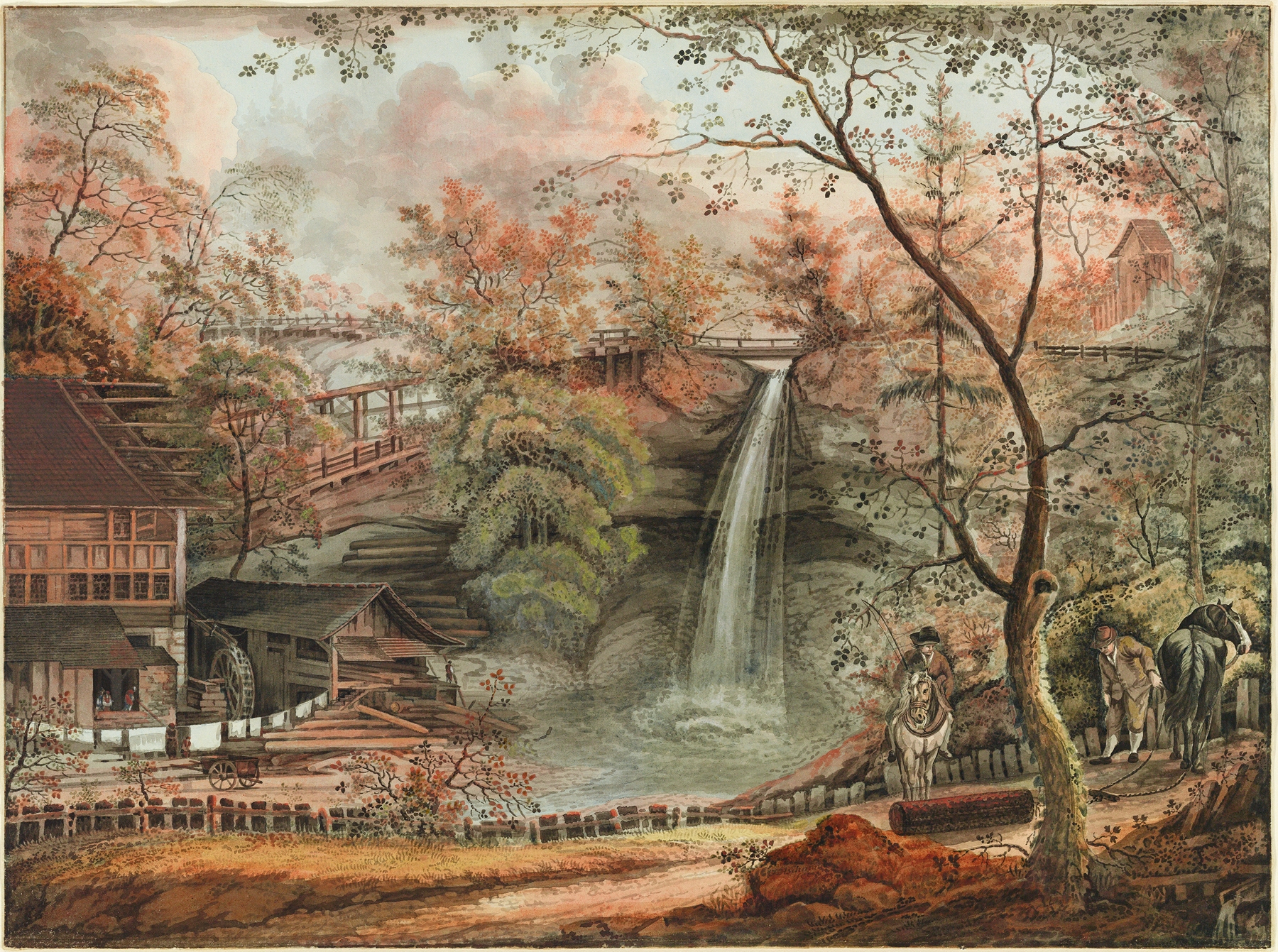 Landscape with a river at dawn by Johann Jakob Aschmann, Romanticism