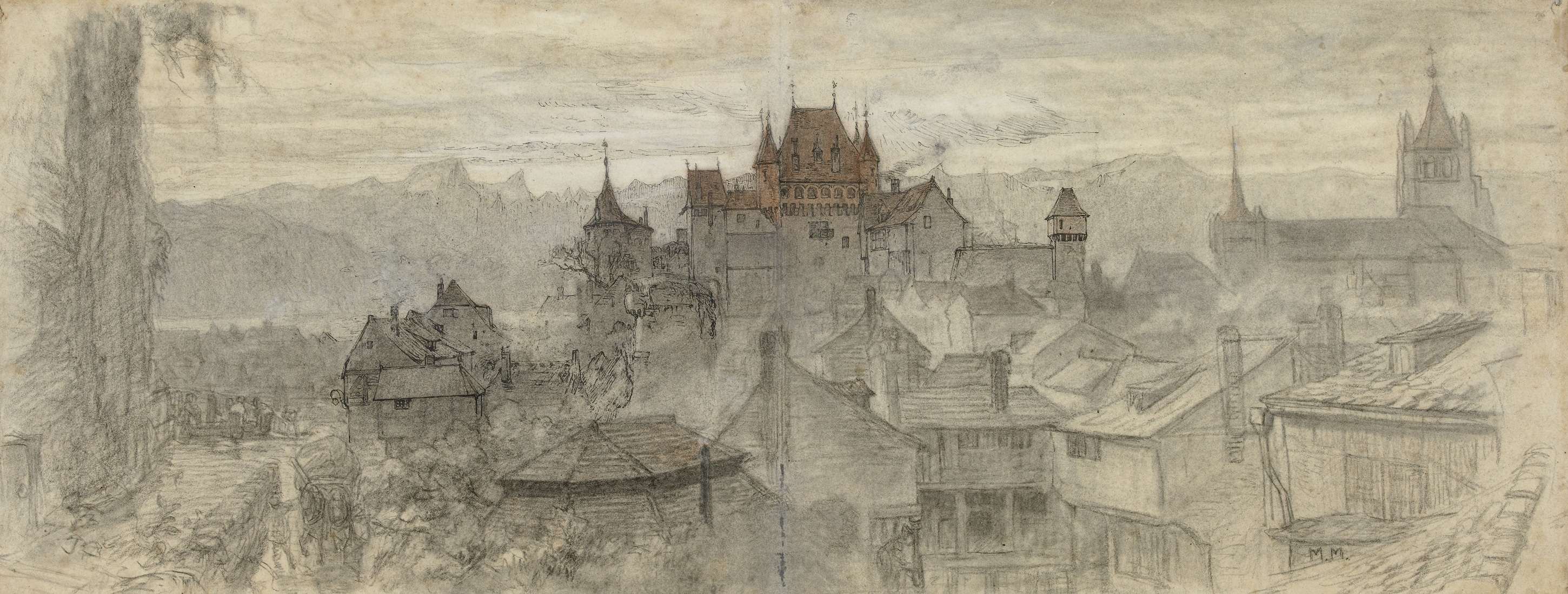 Gezicht op Lausanne II, by Matthijs Maris, public domain