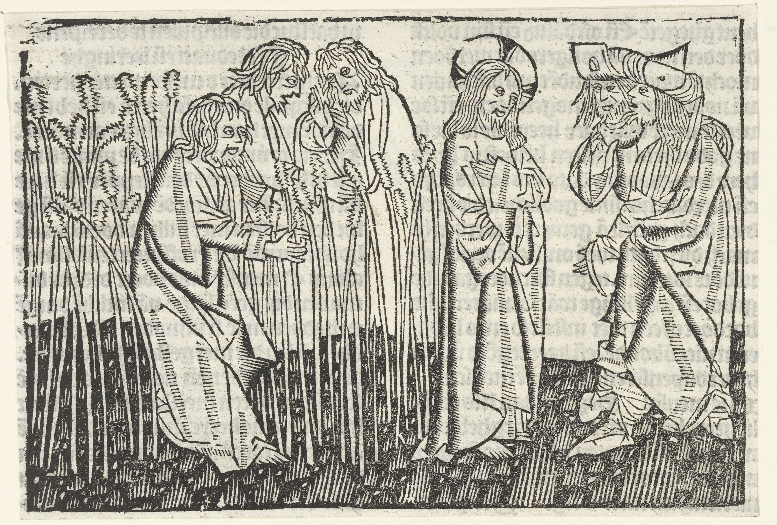 Genre scene depicting figures harvesting grain on the sabbath, paper by Master of Delft
