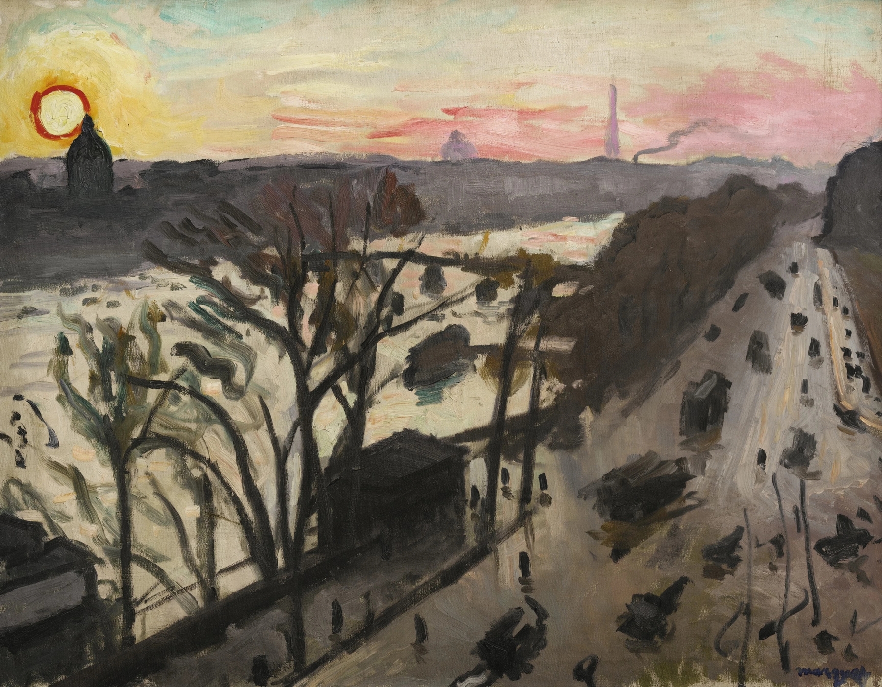 Paris, quai du Louvre, soleil d’hiver, by Albert Marquet, public domain