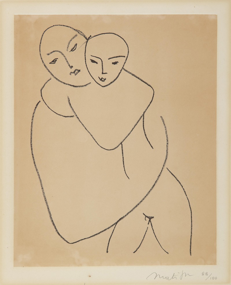 Henri Matisse's 'Vierge et enfant' features a mother and child in a vibrant, simplified style.