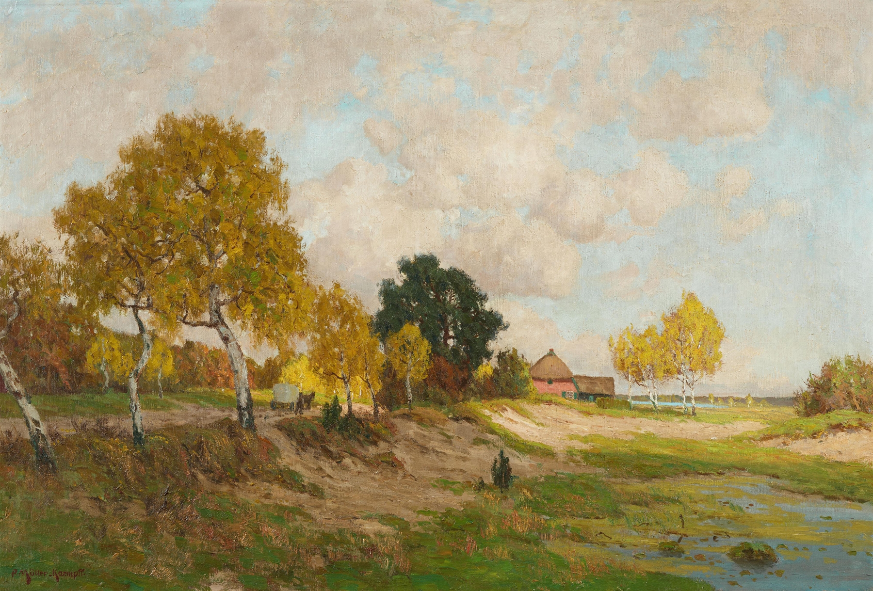 Autumn landscape with rolling hills, oil on canvas by Paul Müller-Kaempff