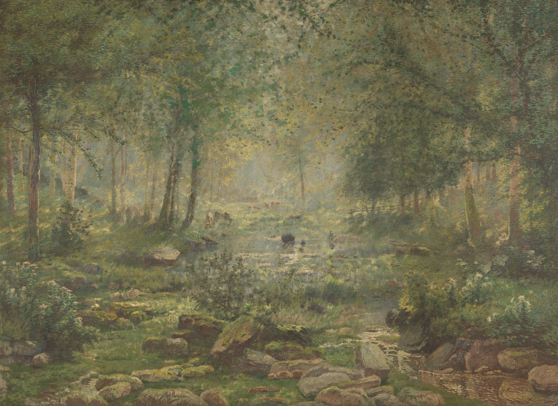 Woodland near Bertogne by Adrien-Joseph Heymans, oil on canvas depicting a serene forest scene