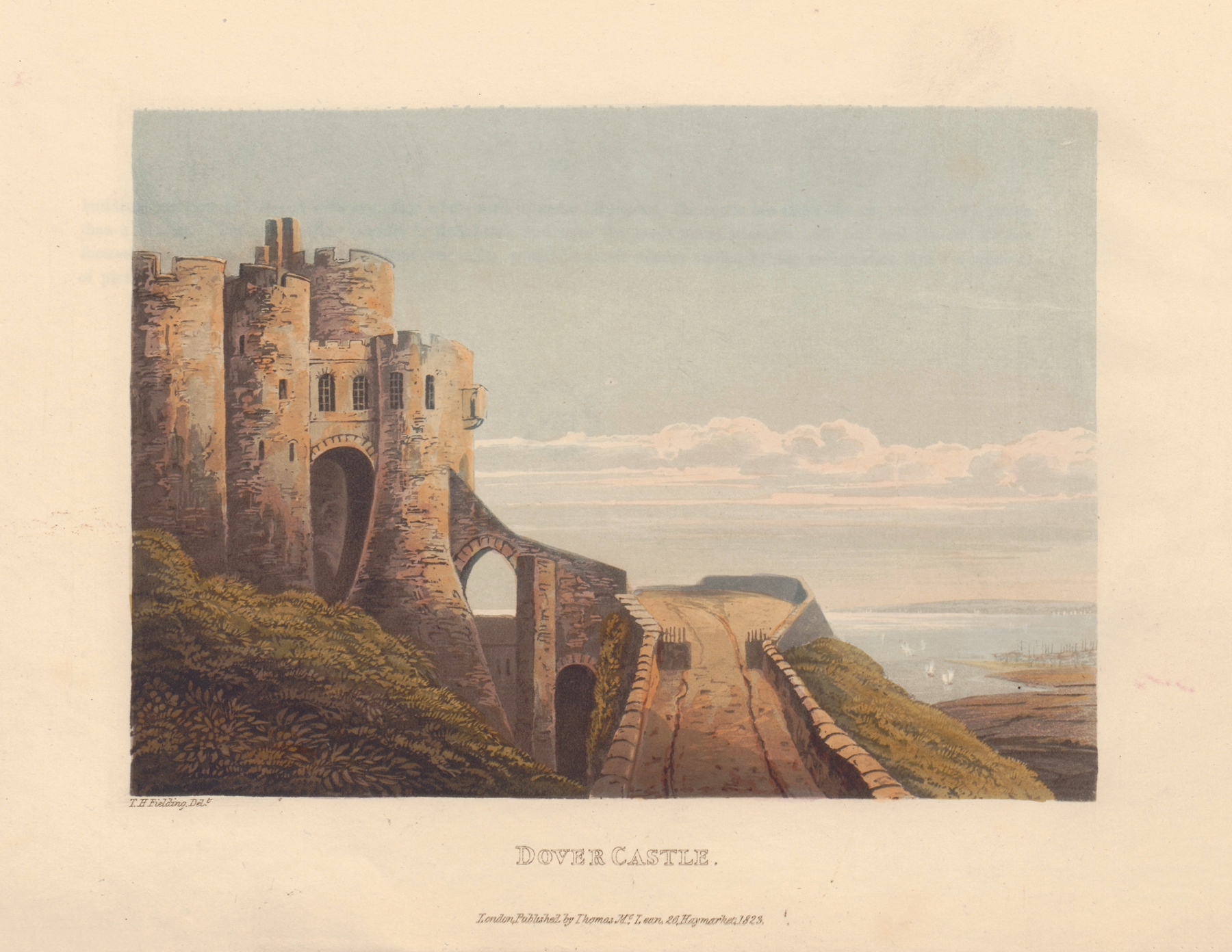 Dover Castle by Theodore Henry Adolphus Fielding, oil on canvas, shows a castle against a vast sky.