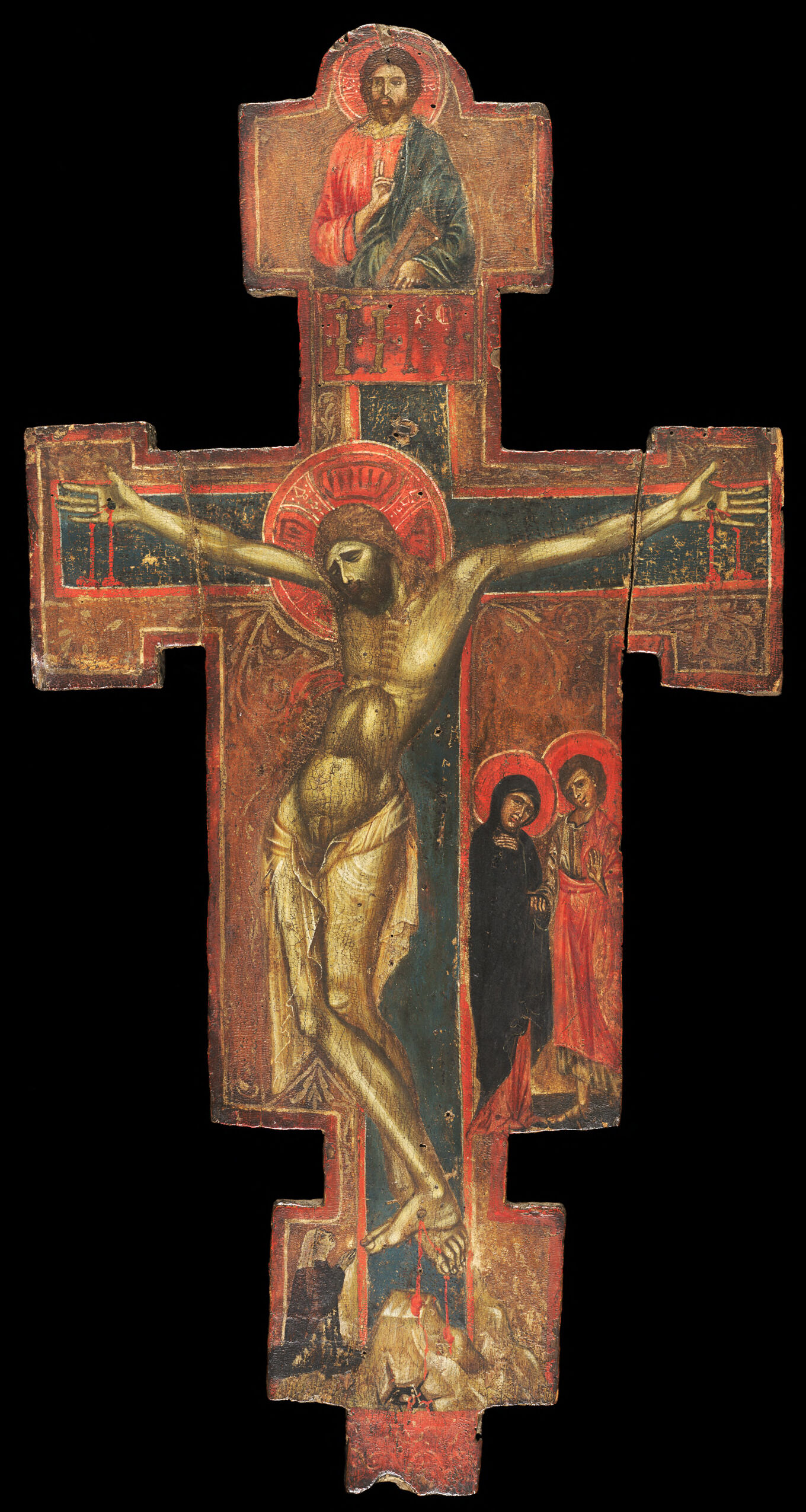 Crucifix with the Virgin and Saint John the Evangelist, Christ the Redeemer, and a Praying Woman, by Unidentified artist, public domain