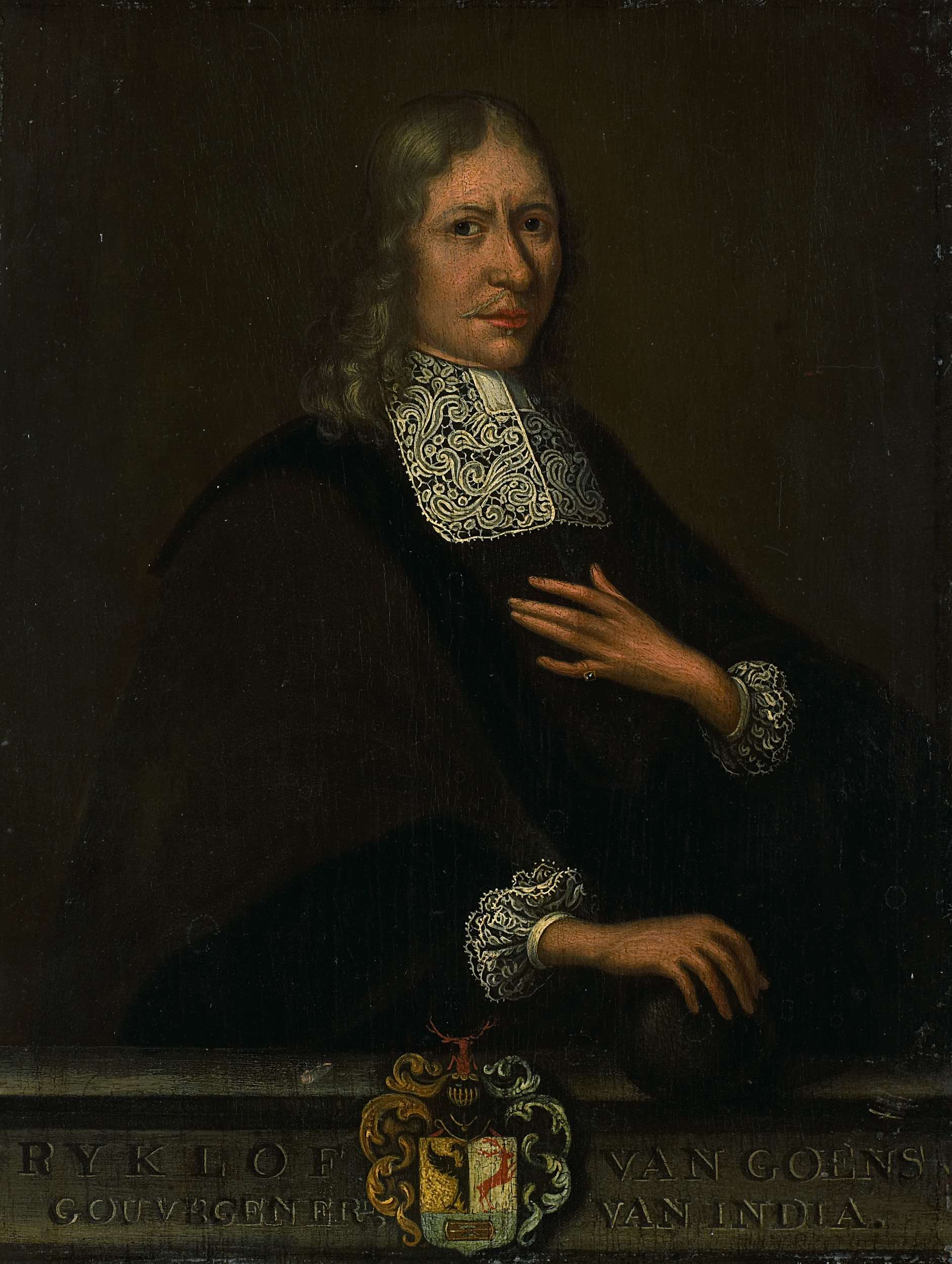 Portrait of Rycklof van Goens, oil on panel by Martin Palin