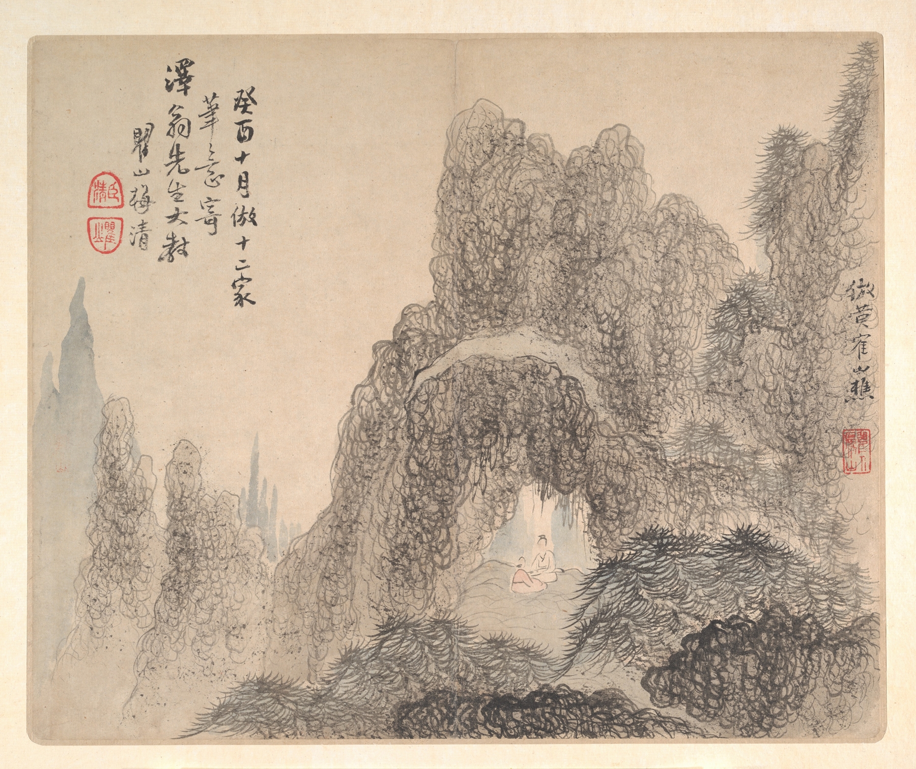 Landscapes after Ancient Masters Pl.12, by Mei Qing, public domain