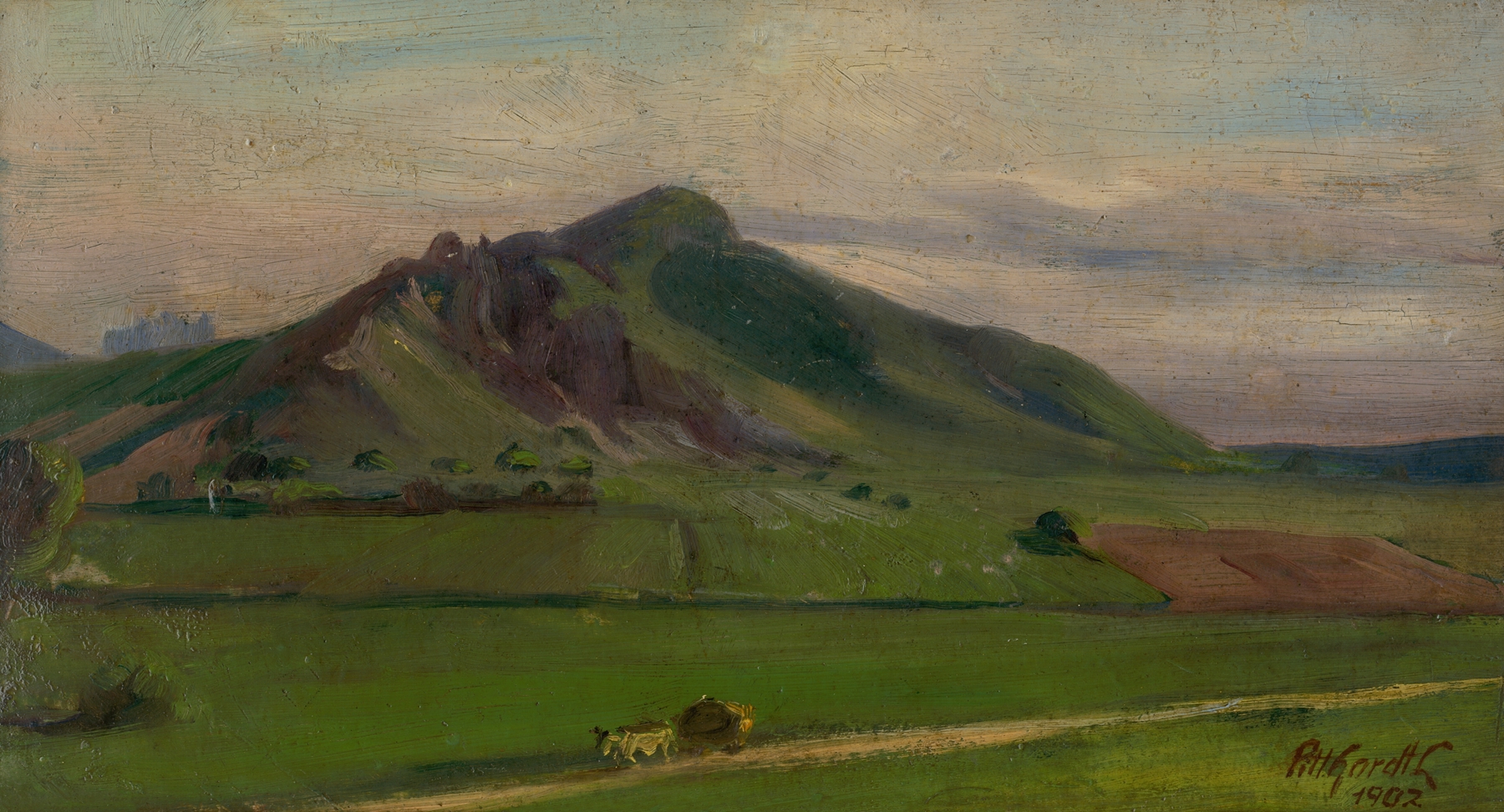 Abstract artwork by Ľudovít Pitthordt, 1902, featuring green and blue hues.