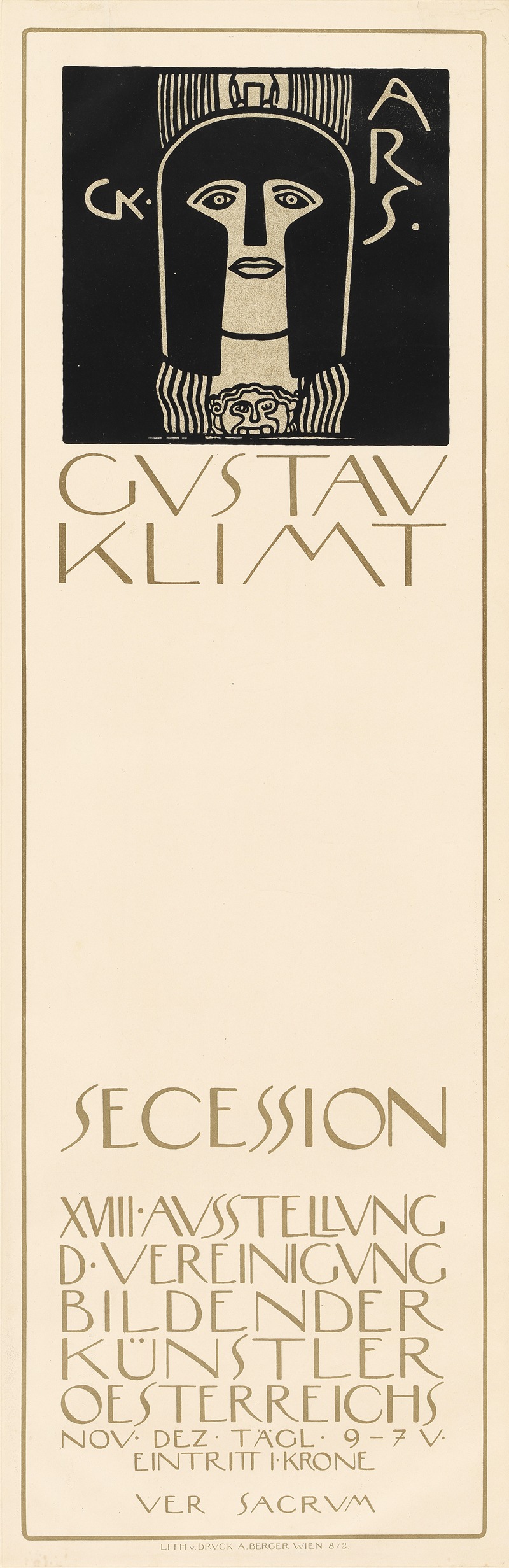 Gustav Klimt's poster for the 18th Secession exhibition showcases intricate designs and vibrant colors.