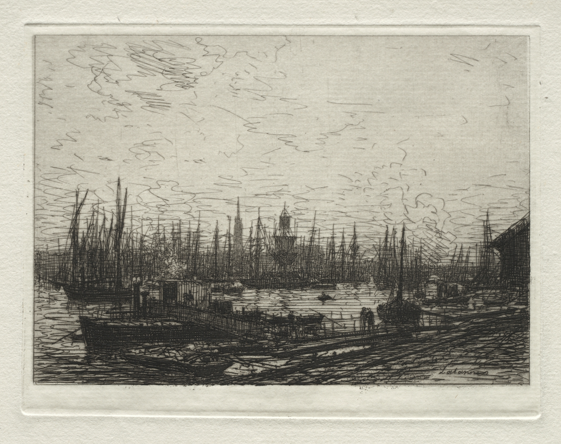 Realism oil painting of Port of Bordeaux by Maxime Lalanne