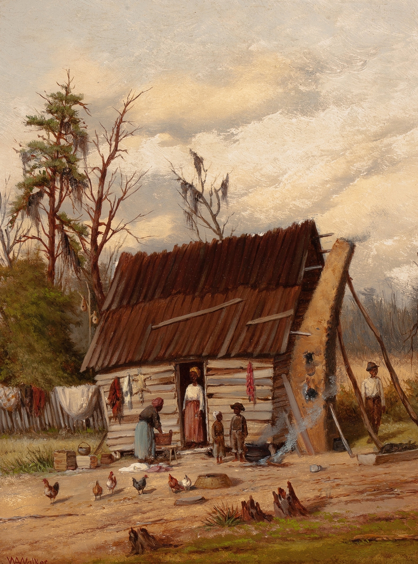 Wash Day by William Aiken Walker, realism, depicting laundry drying outdoors in sunlight.