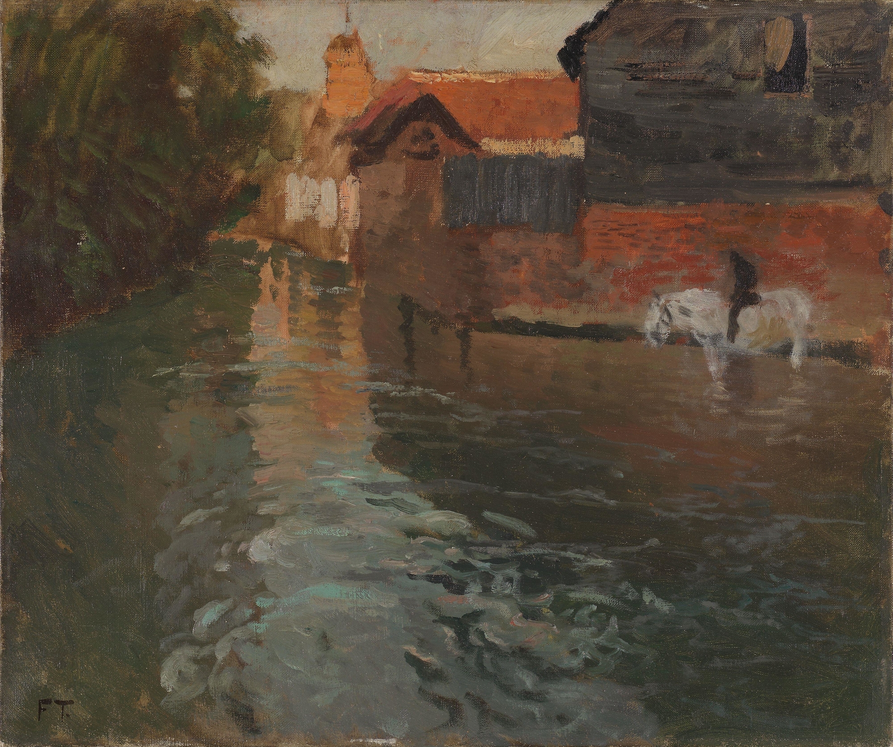 Impressionist landscape of a river in northern France by Frits Thaulow, oil painting