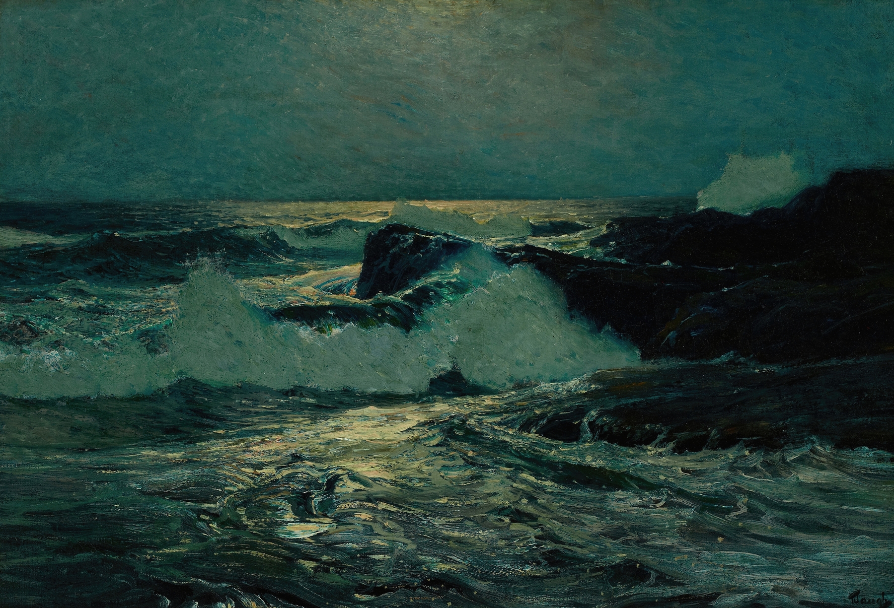 Early Moonrise, by Frederick Judd Waugh, public domain