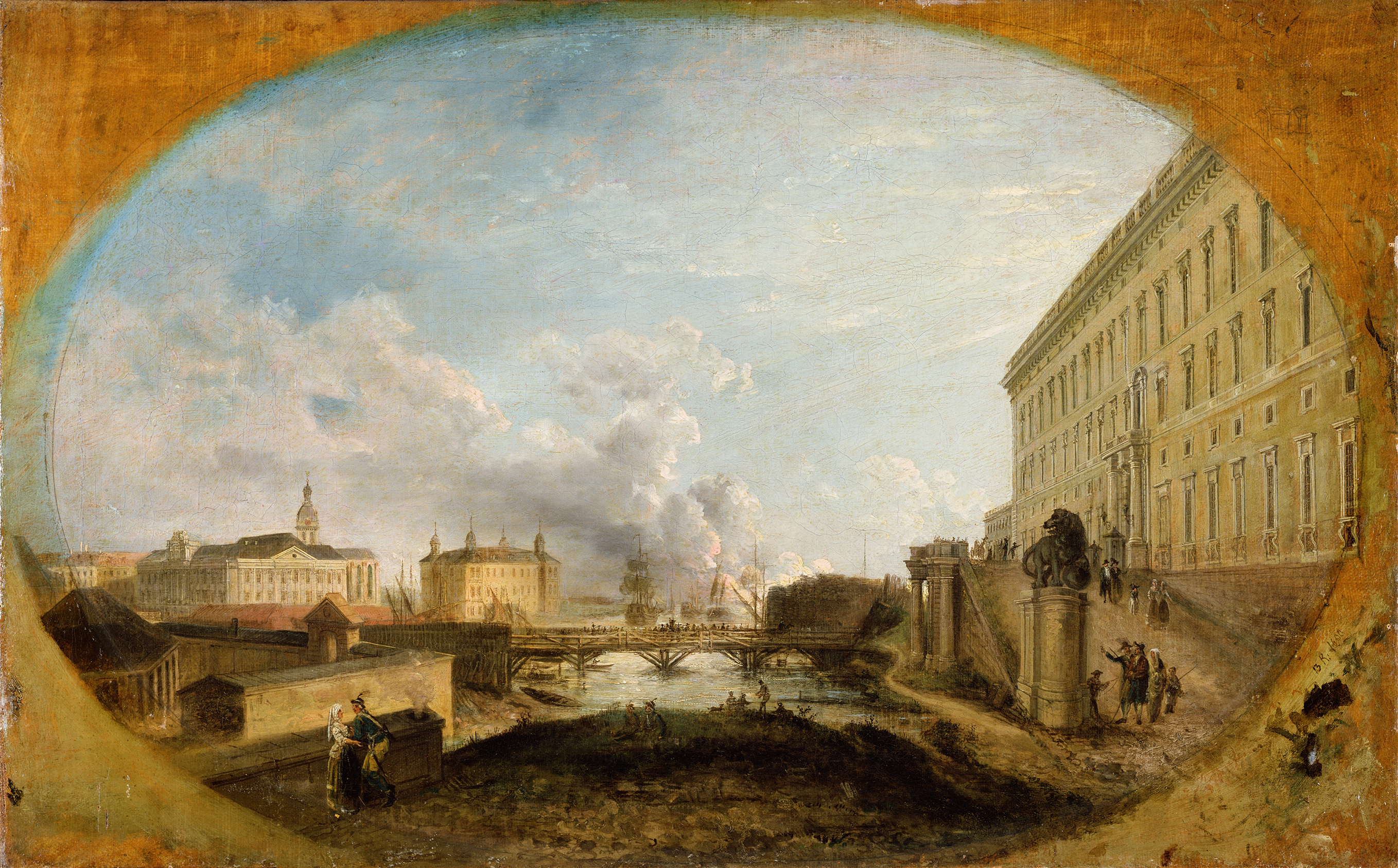 Landscape of Stockholm by Elias Martin, oil painting depicting water and light.