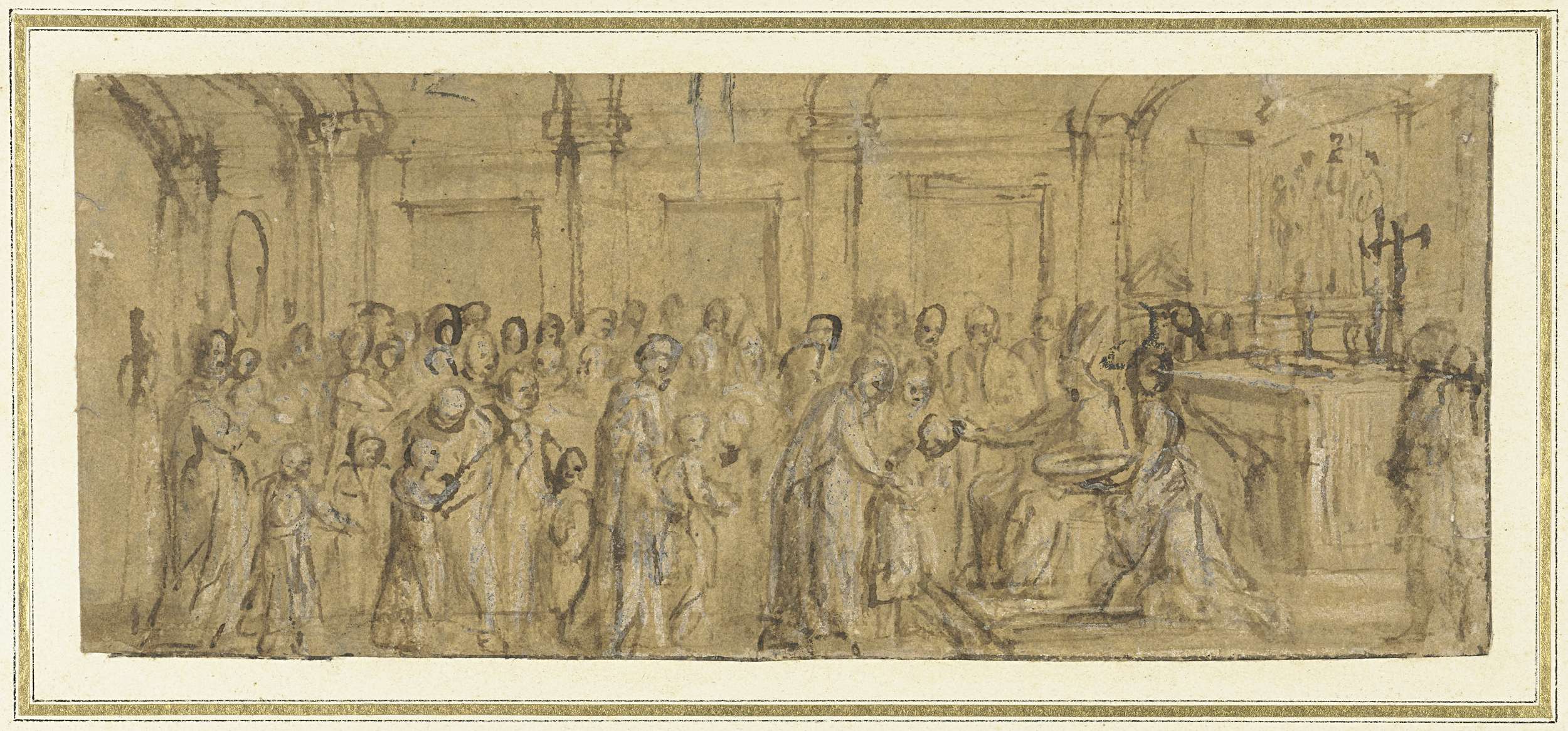 Ceremonie der confirmatie, by Nicolas Poussin, public domain